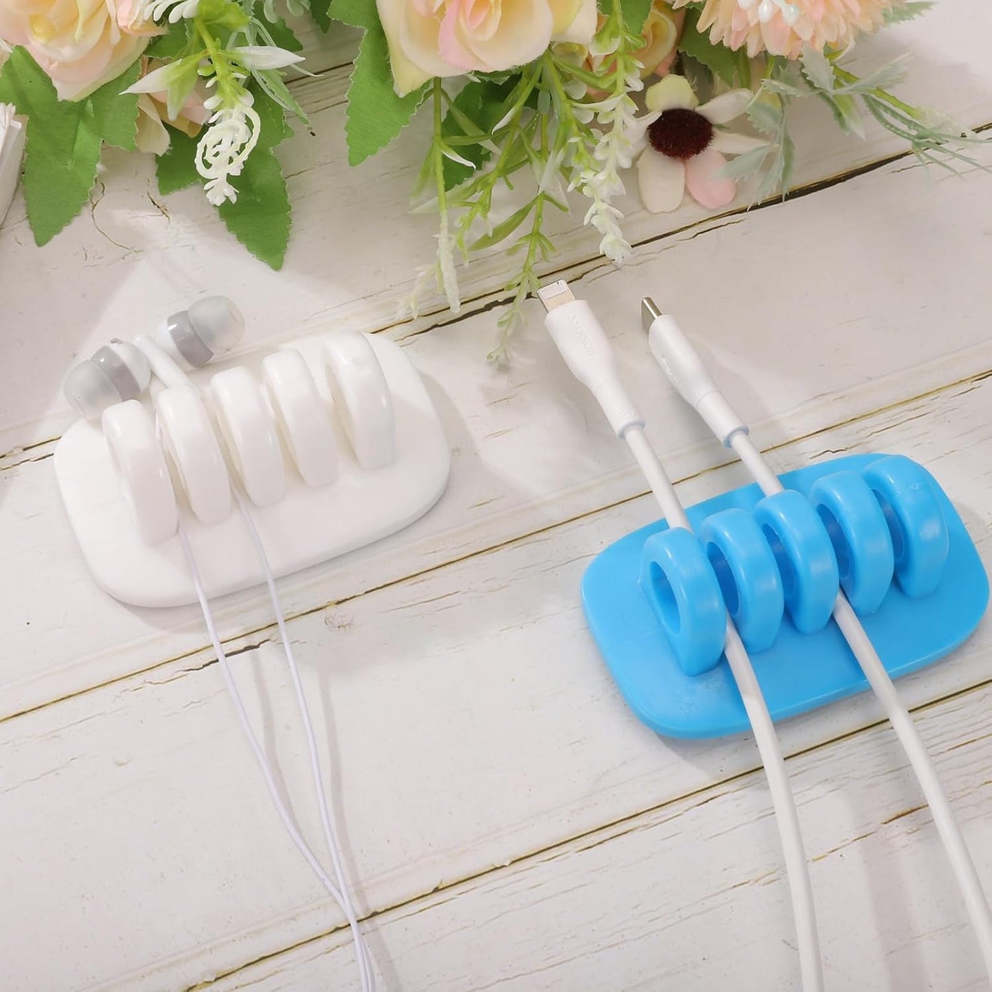HARFINGTON Cable Clips Silicone Cable Management for Cord Organizer Cable Clips Bedroom Nightstand Wire Desk Table