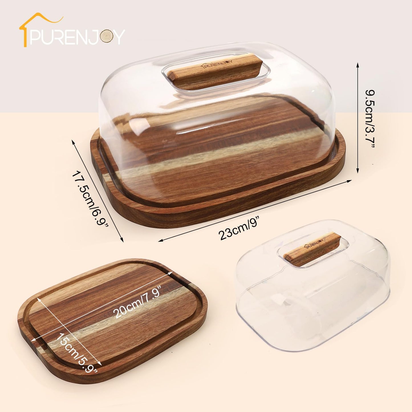 Small Wooden Cake Stand with Lid, Acacia Wood Pastry Display Tray for Cupcake, Cheese, Desserts, Fruits – Elegant Serving Platter with Cover for Parties and Kitchen