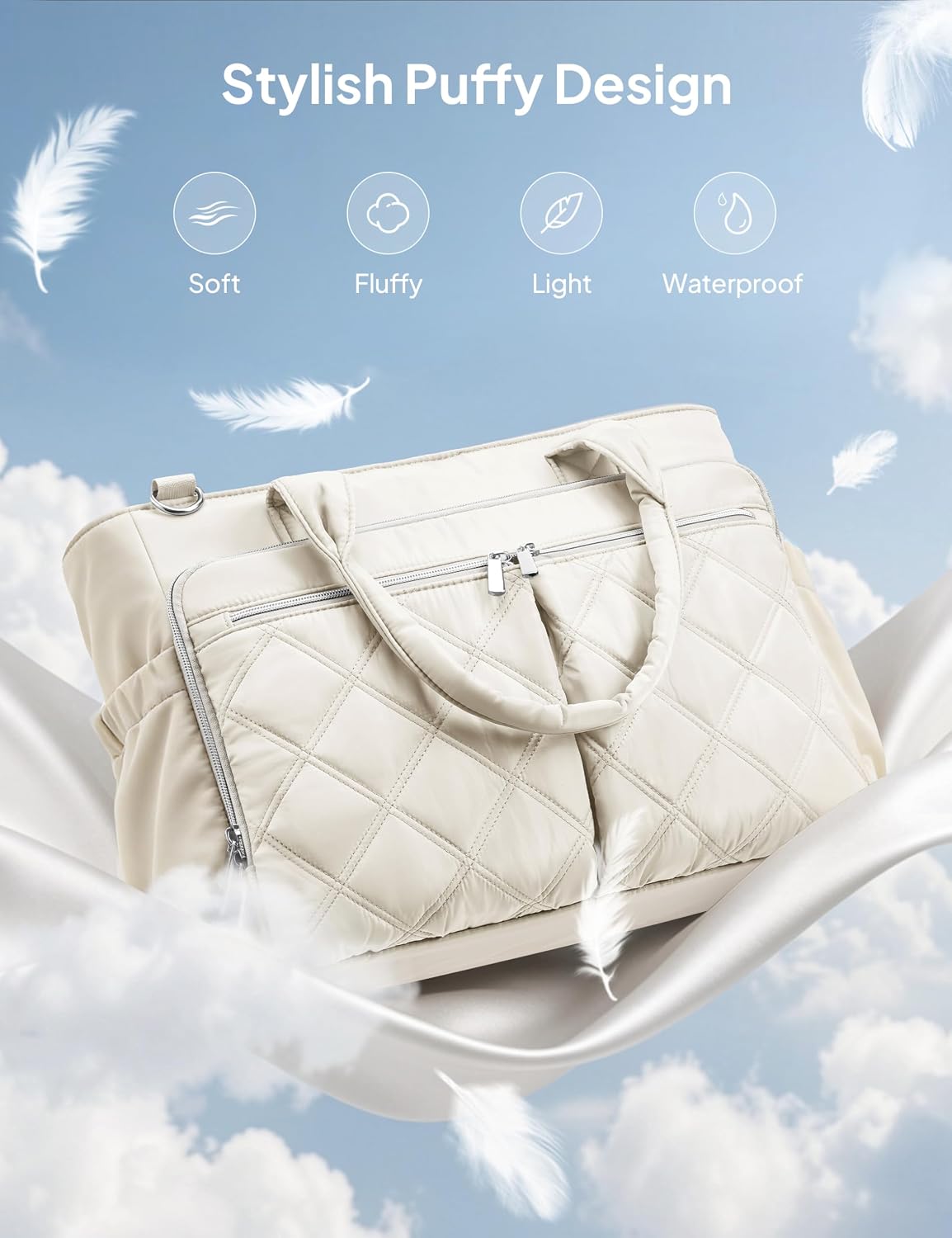 TOPEAST Teacher Tote Bag for Women Lightweight Quilted Laptop Work Travel Handbag with Zipper & Cup Holder for Nurse