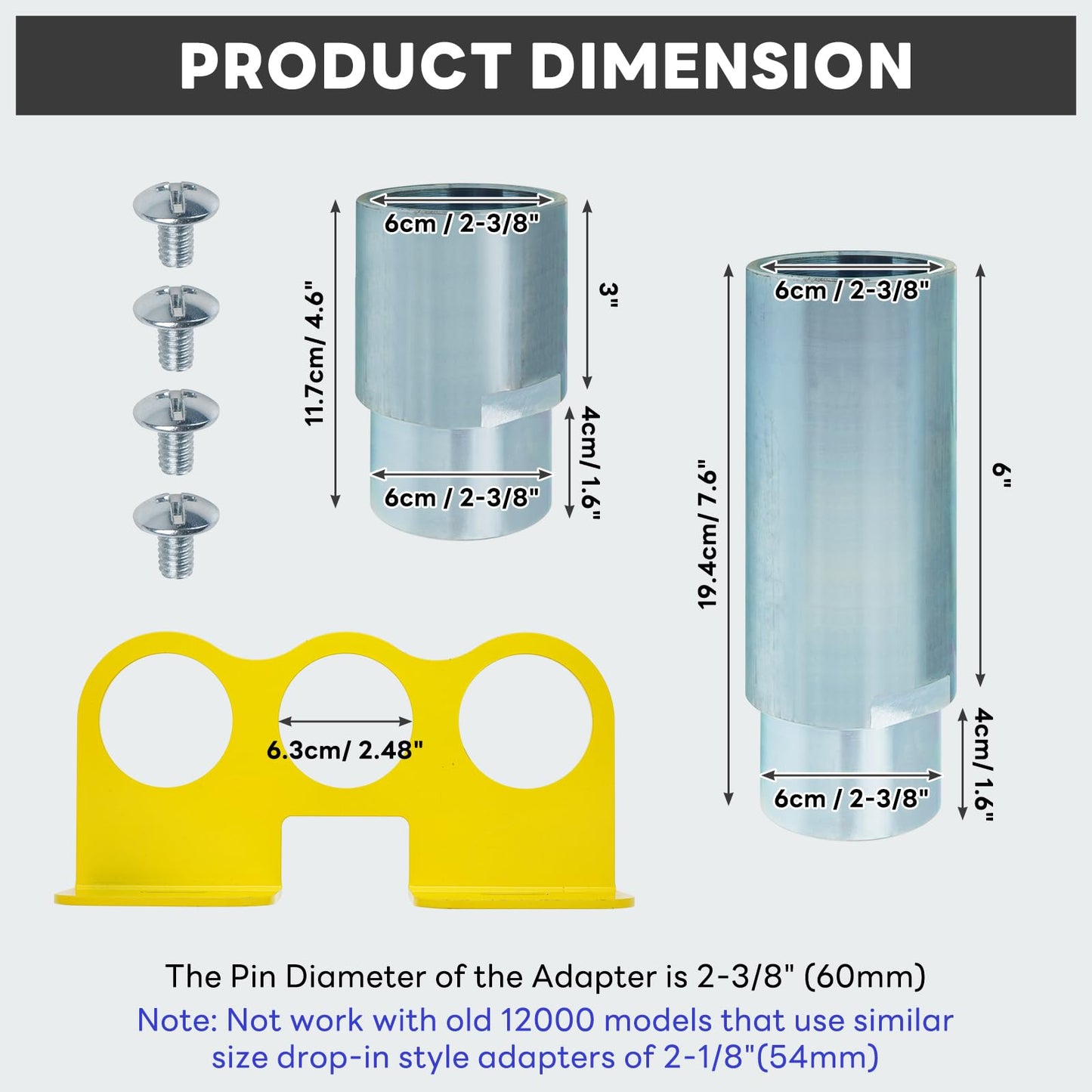 10315 Stack Truck Adapter Kit Compatible with Challenger Lift CL10 E10 VS10, Includes (4) 3" & (2) 6" Stack Adapters with Organizer, for Challenger Two Post Automotive with 2.36" (60mm) pin Dia