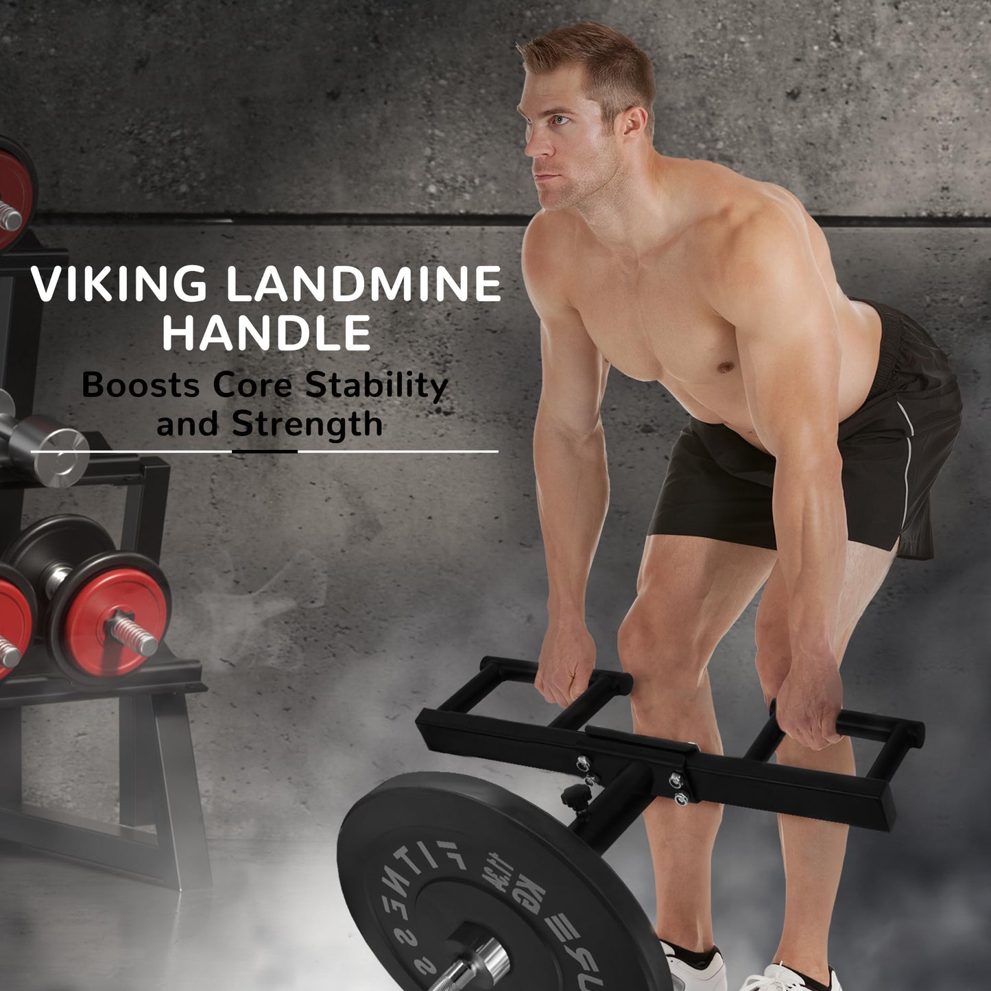Fitvids Viking Press Landmine Handle Landmine Attachment Fits 2-Inch Olympic Barbell Heavy Duty Steel Black