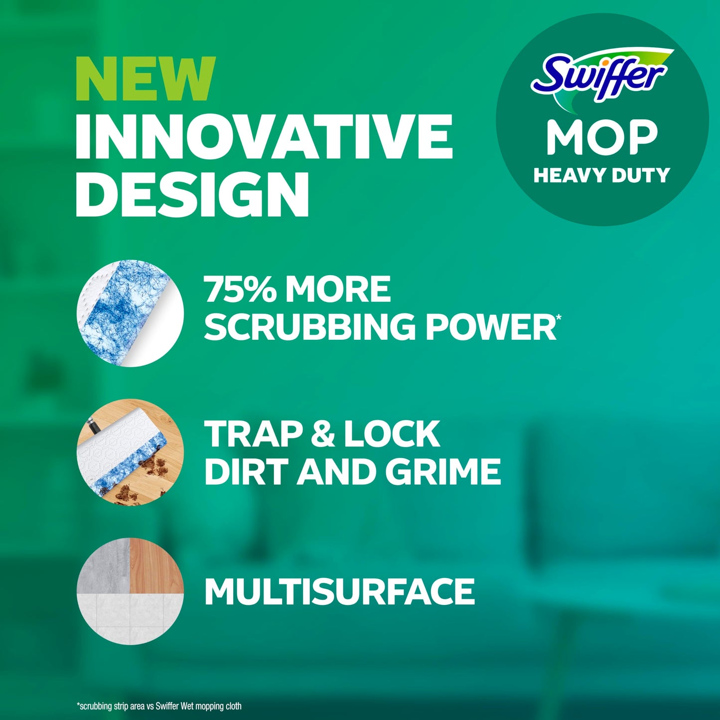 Swiffer Heavy Duty Mop Wet Multi-Surface Cloth Refills for Floor Mopping and Cleaning, Outdoor Window Fresh Scent, 20 count