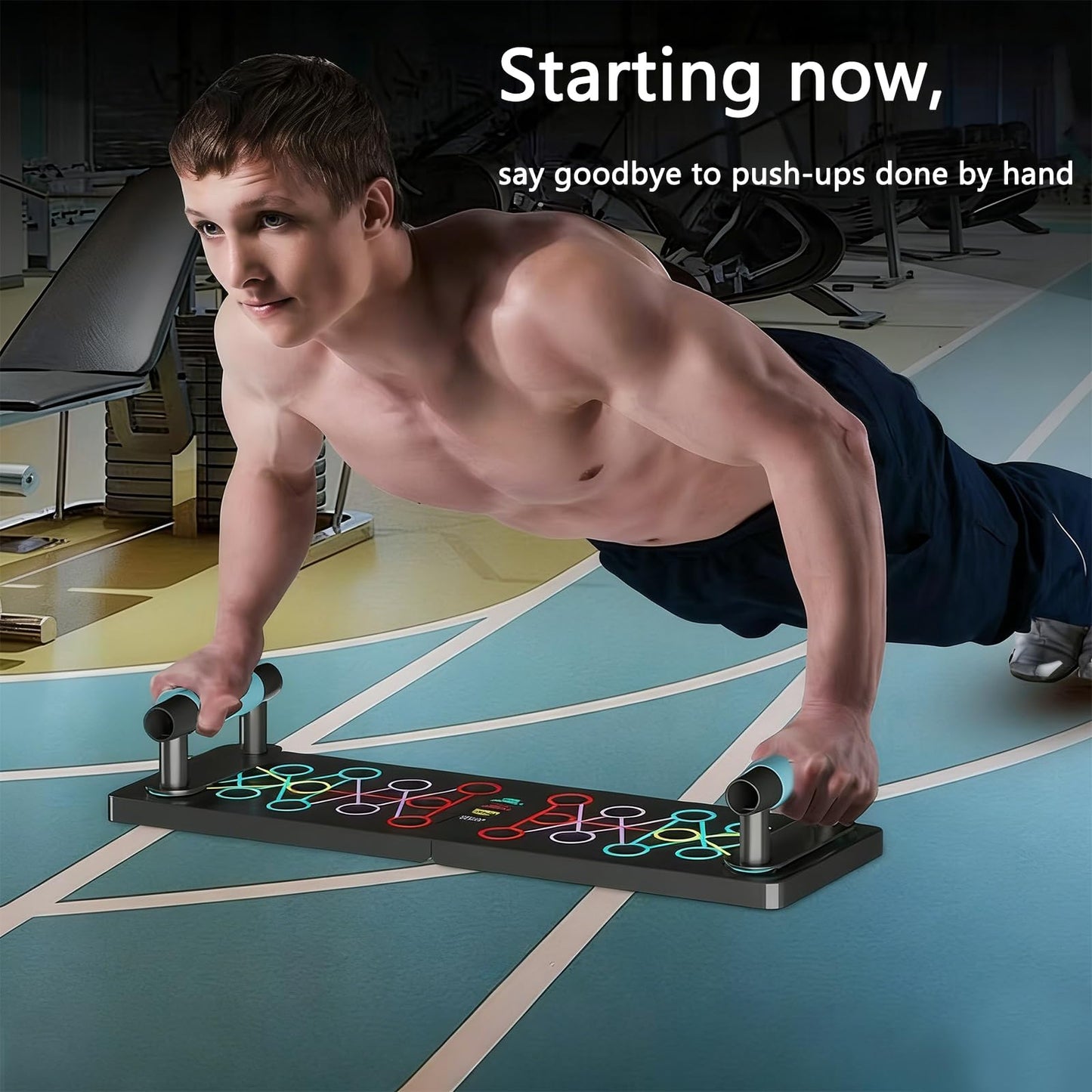 Push Up Board With Resistance Bands, Push Up Training Board, Push Up Board Home Gym, Strength Training Equipment For Man and Women(Resistance Bands Included)