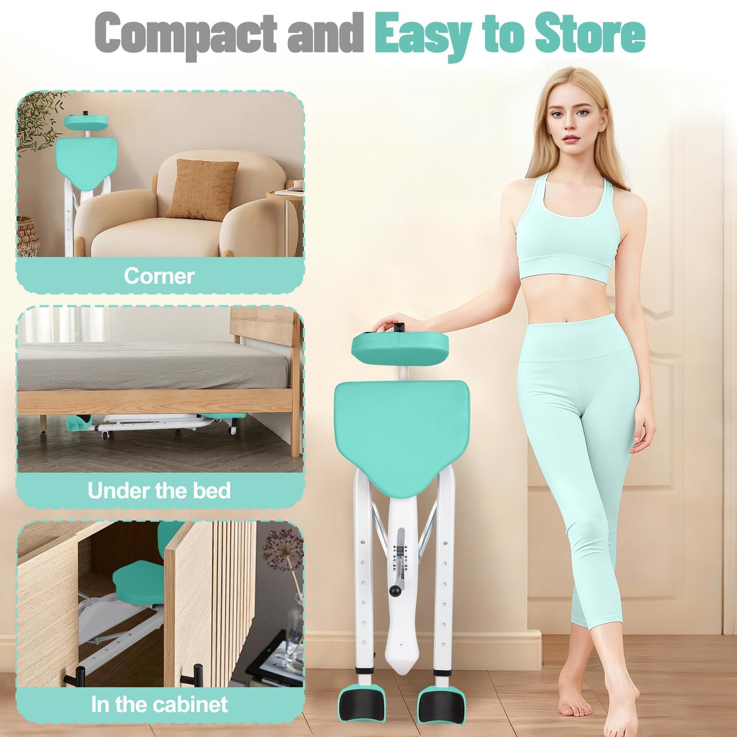 Leg Stretcher Split Machine with Backrest, Adjustable 0-190° Splits Trainer for Flexibility, 330lb Capacity Stretching Equipment for Ballet Yoga Dance Gymnastics, Home Gym Fitness Equipment (Green)