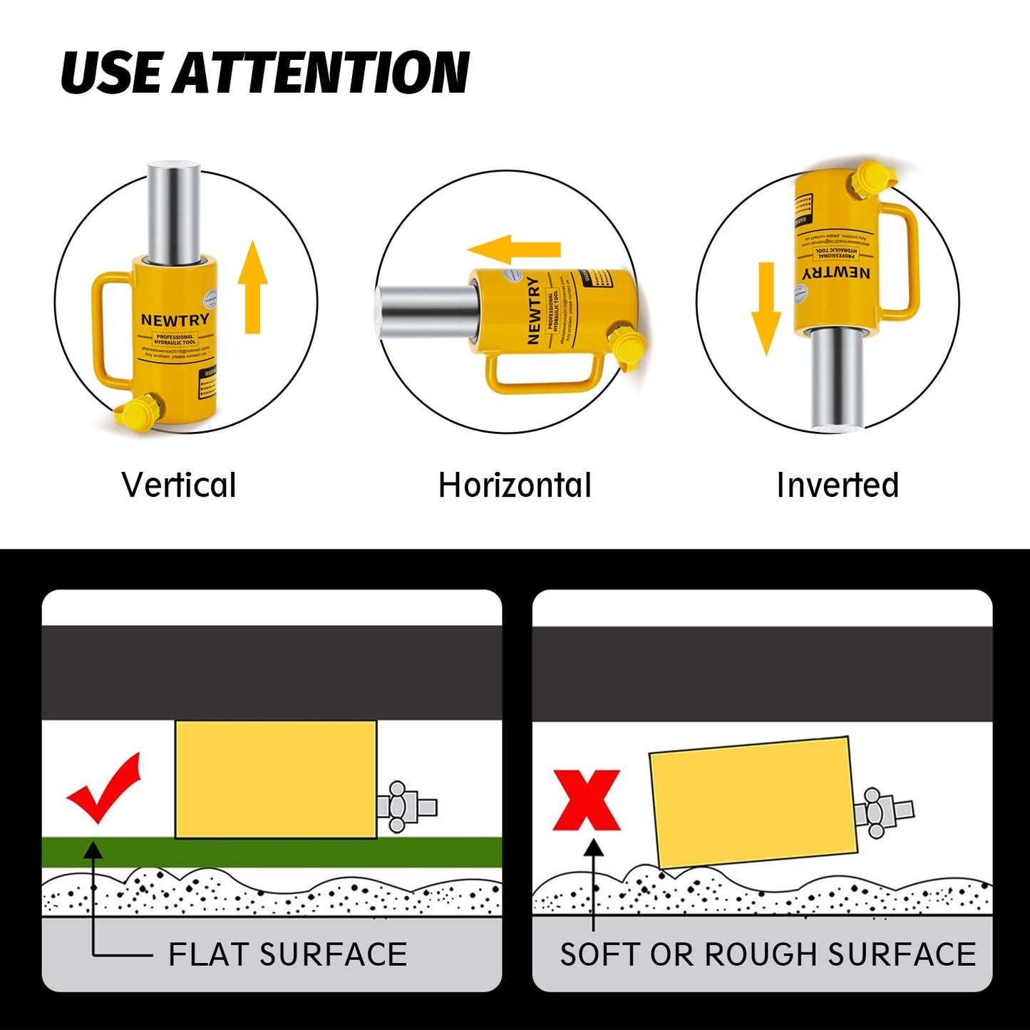 NEWTRY 50 ton Hydraulic Cylinder Long Jack 4” Stroke Porta Power Ram Jack Lifting Cylinder Retract Automatically for Shipbuilding Bridge Construction