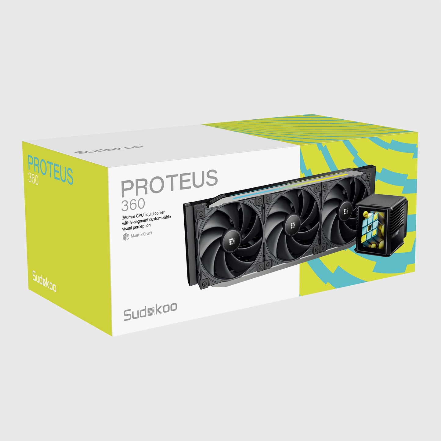 Sudokoo Proteus 360 Liquid CPU Cooler: 360mm AIO LCD CPU Cooler with Customizable 3.4" Digital Display - Water Cooling with 30mm Thick Fans for Intel LGA 1851/1700/1200/115X AMD AM5/AM4