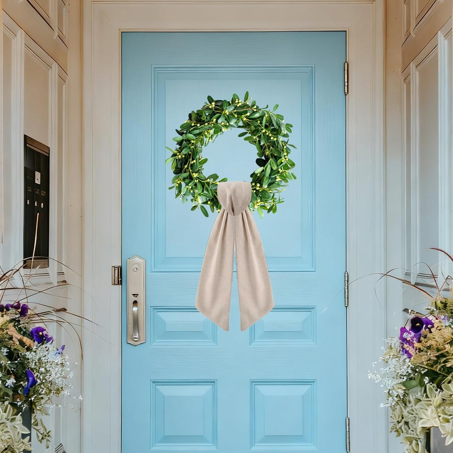 Regine Switzerland 2 Pack Burlap Wreath Sash - Blank Linen for Spring Garland & Holiday Decor