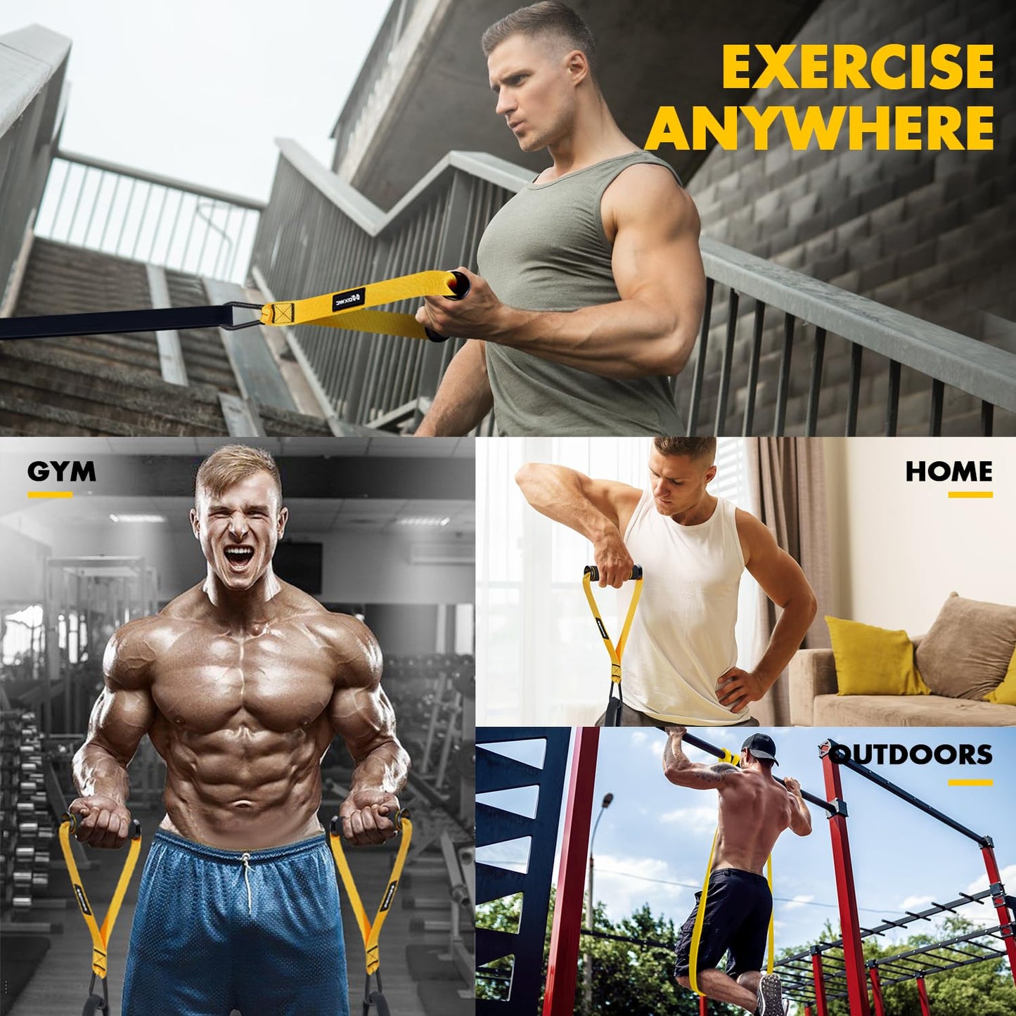 HOXWC Resistance Bands, Heavy Duty Pull Up Resistance Band with Door Anchor, Handles, Exercise Bands for Working Out Men&Women, Ideal for Pull Up, Muscle Training, Physical Therapy, and Home Workouts