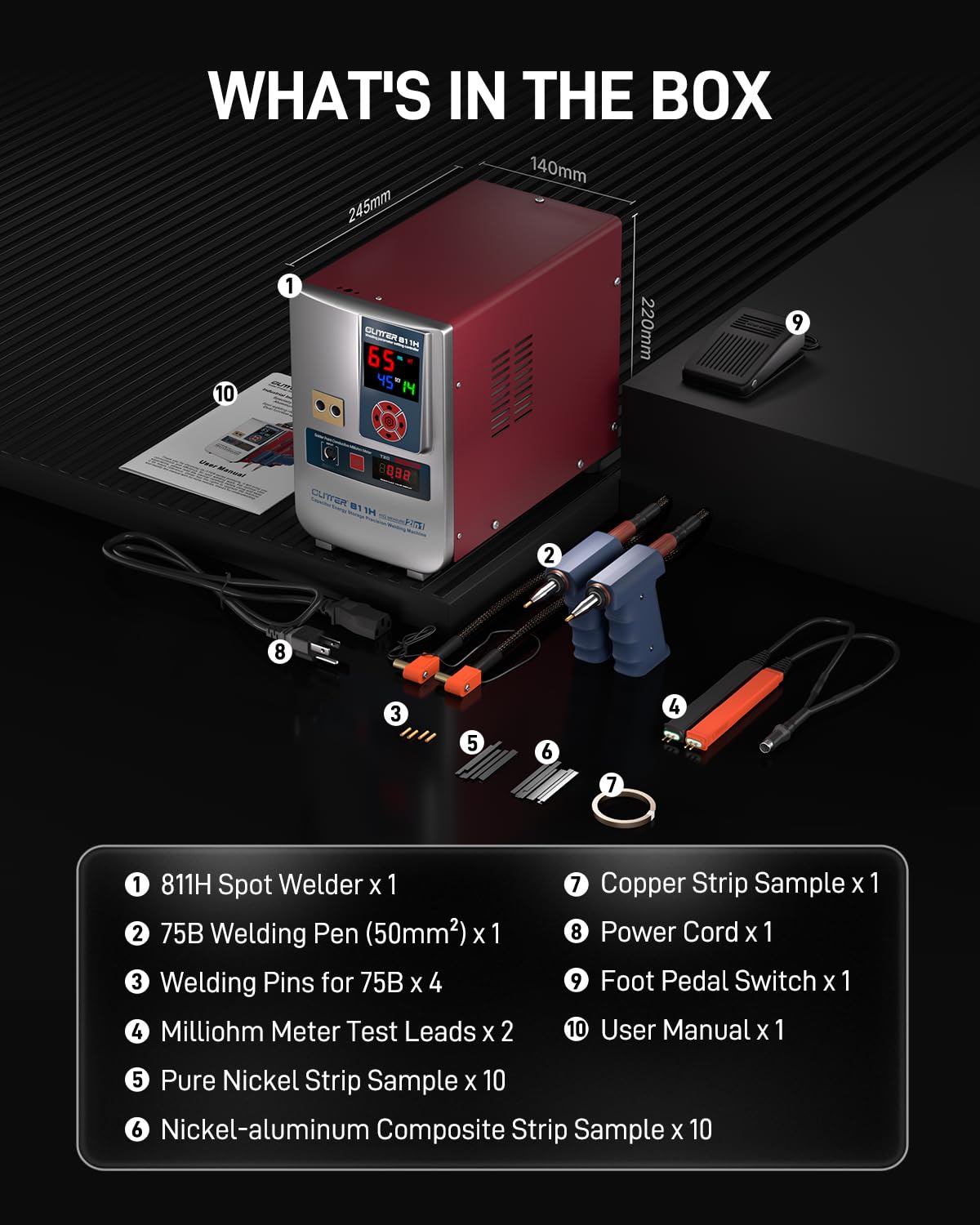 GLITTER Industry Spot Welder & Milliohm Resistance Meter, 42000W 7000A Battery Spot Welder, Copper Aluminum to Nickel Spot Welder for Lithium Batteries, Batch Build LiFePO4 Prismatic Battery Pack,811H