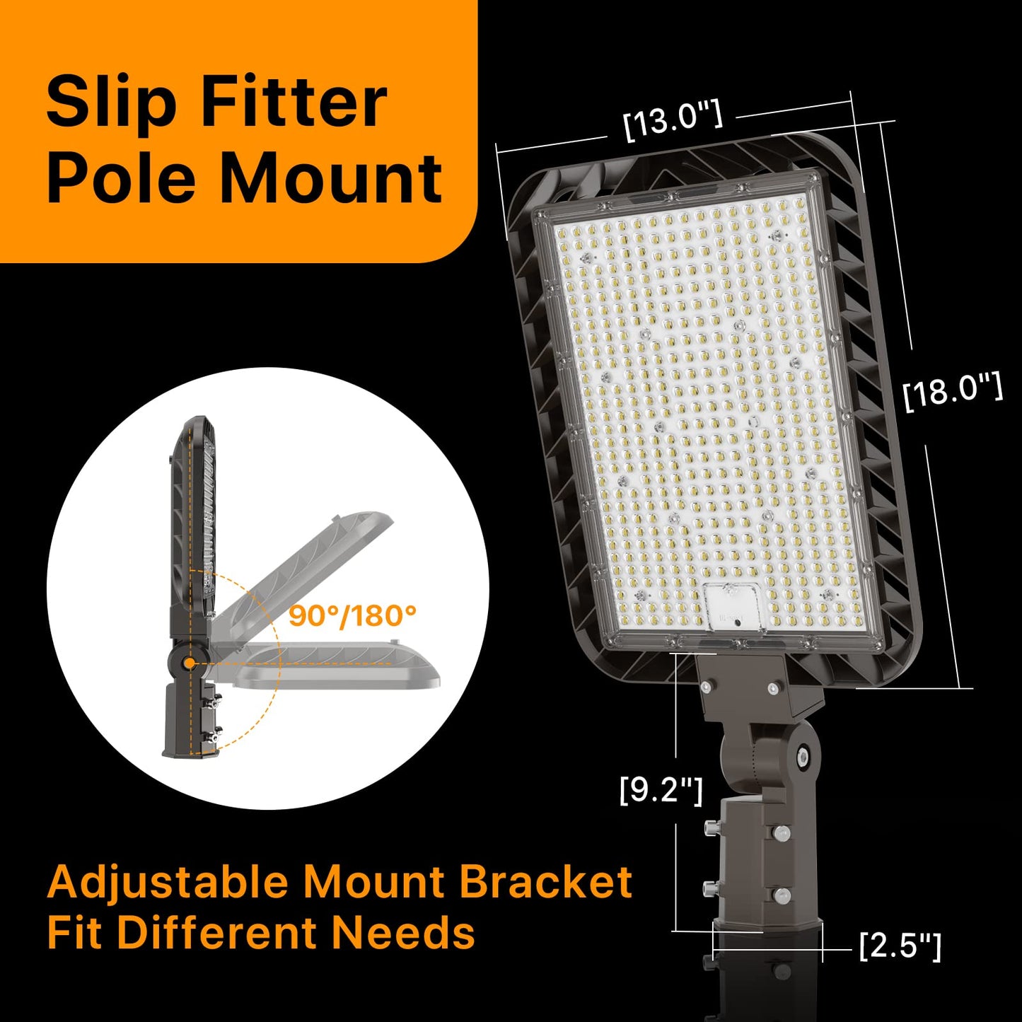 DEMILARE 300W LED Parking Lot Lights 2Pack 45000lm Quick Installation Shoebox Light Slip Fitter Mount Dusk to Dawn Photocell Outdoor Commercial Street Area Lighting for Road, Playing Field, 120-277V