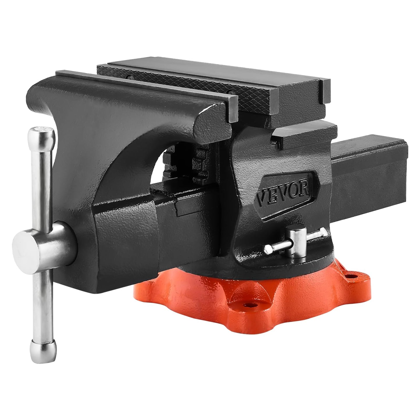 VEVOR Bench Vise, 8" Jaw Width, 8" Max Jaw Opening Multipurpose Vise with 360° Swivel Locking Base, 3.7" Throat Depth, Heavy Duty Ductile Iron Workbench Vise, Two-Way Jaws for Clamping Round Pipes