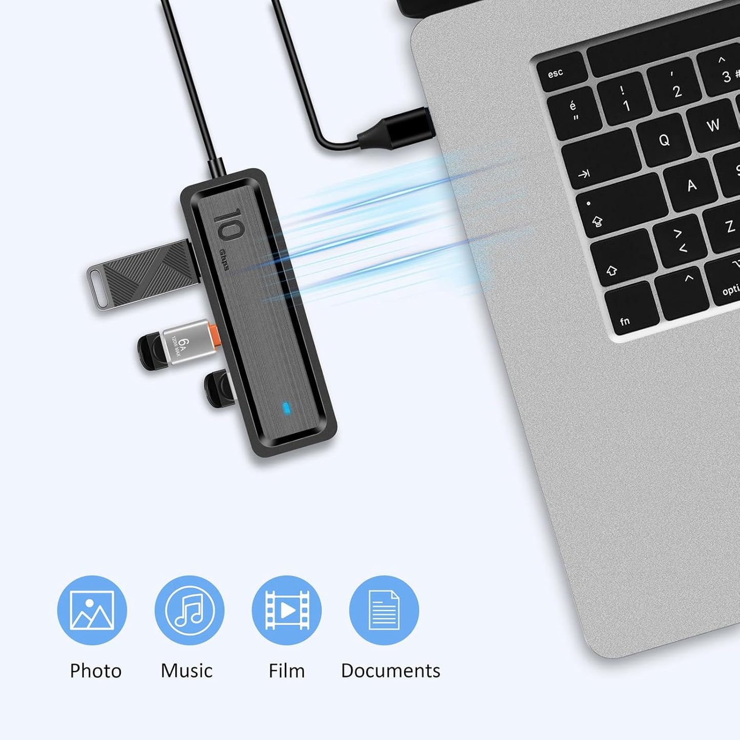 EASTBULL 4GB 5 Pack USB2.0 FAT32 4 5 Pack 1 Small Flash Drives Mini USB Drive with a USB-C Adapter, Mini Thumb Drive GB