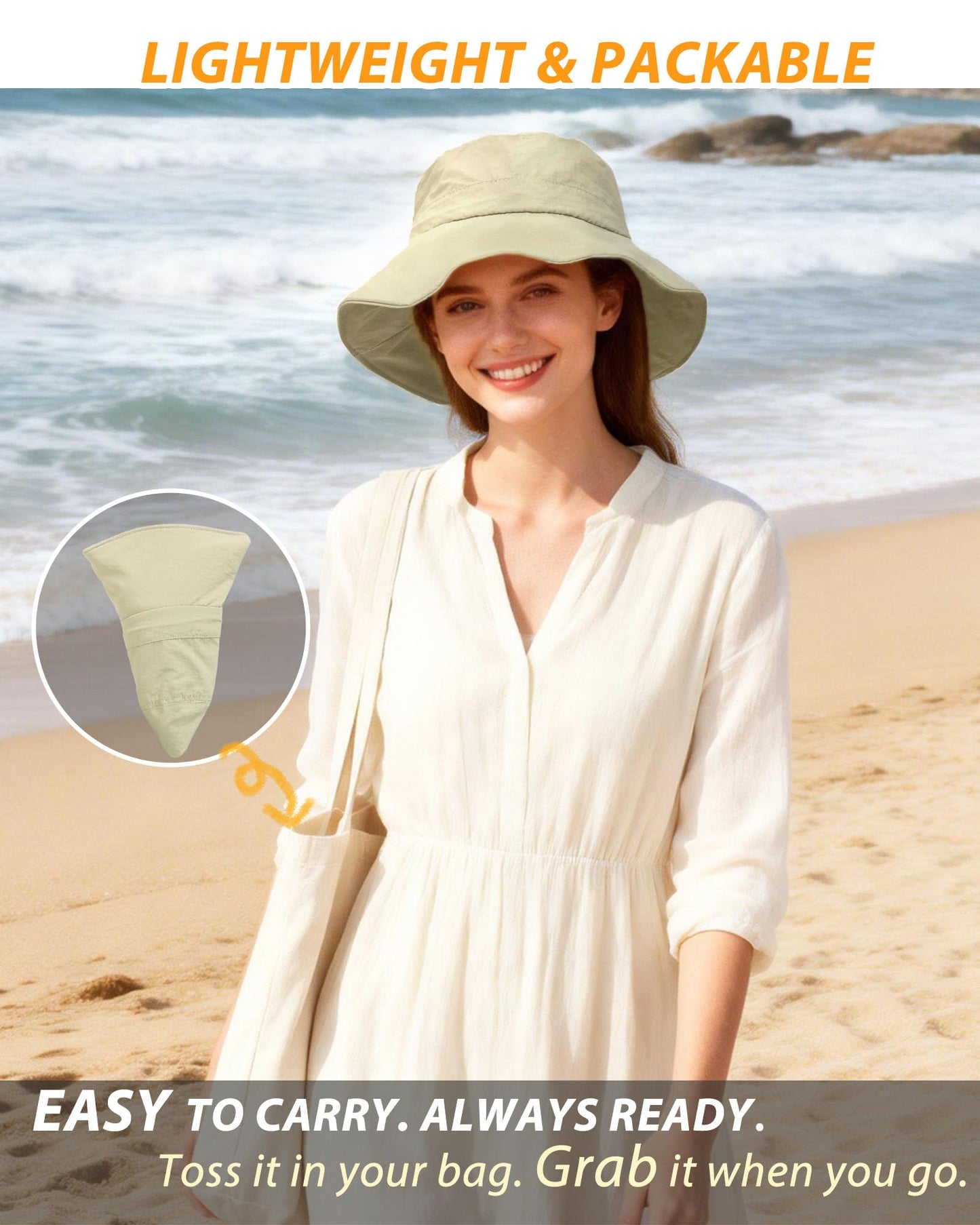 TILUYAMO Waterproof Bucket Hat Rain Hat for Women Men, Shapeable Packable Sun Hat UPF50+ Safari Hats for Hiking Fishing(Avocado Green)
