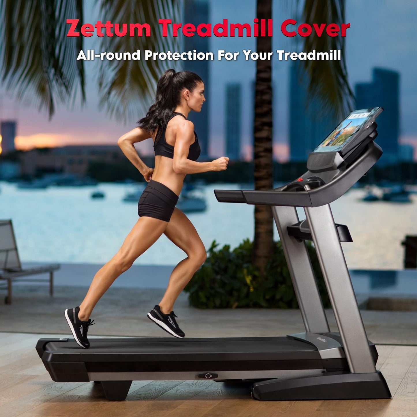 Zettum Treadmill Cover - 600D Treadmill Dust Cover Waterproof, Gym Equipment Running Machine Covers with Windproof Drawstring, Exercise Workout Equipment Protective for Home Indoor Outdoor