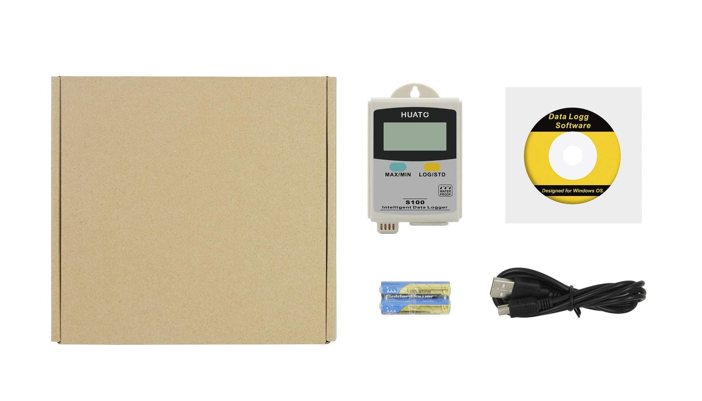 HUATO Portable or Wall Mounted Temperature and Humidity High Accuracy Data Logger with Total 86,000 Recording Points