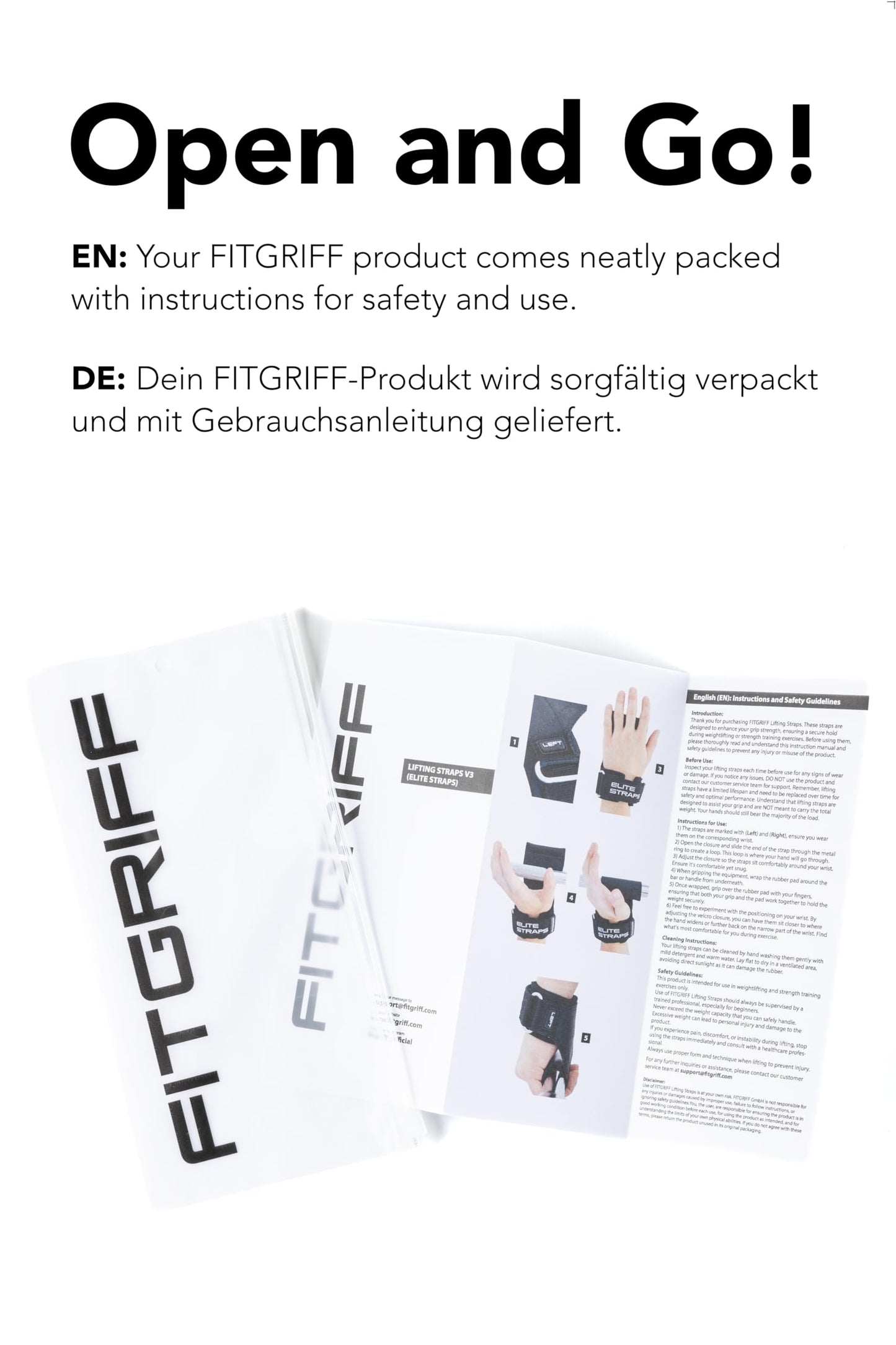 Fitgriff® Elite Straps - Lifting Wrist Straps (Rubber Grips) for Weightlifting, Gym, Workout, Deadlift - Anti-Slip Revolution for Men and Women (Black, S/M)
