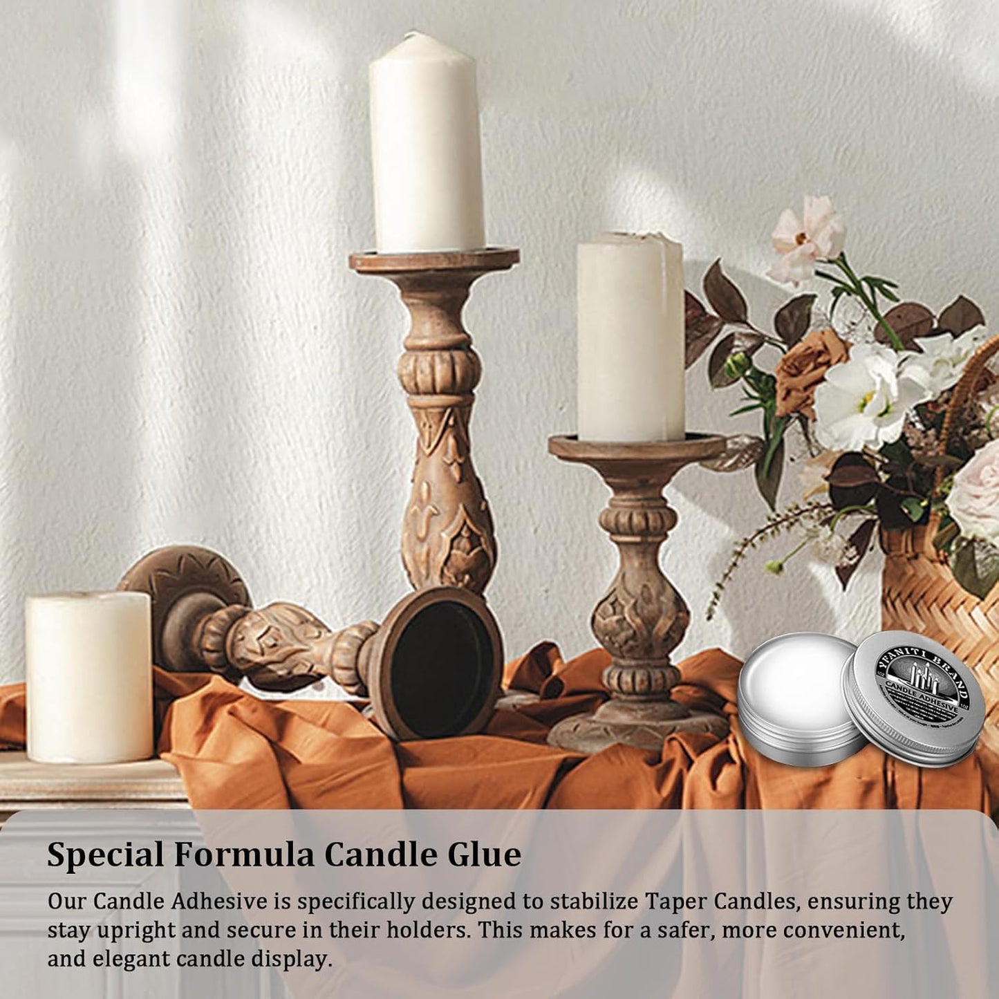 Skiennix Candle Adhesive - 3 oz Taper Candle Glue for Secure Candlestick Hold | Essential Candle Accessory