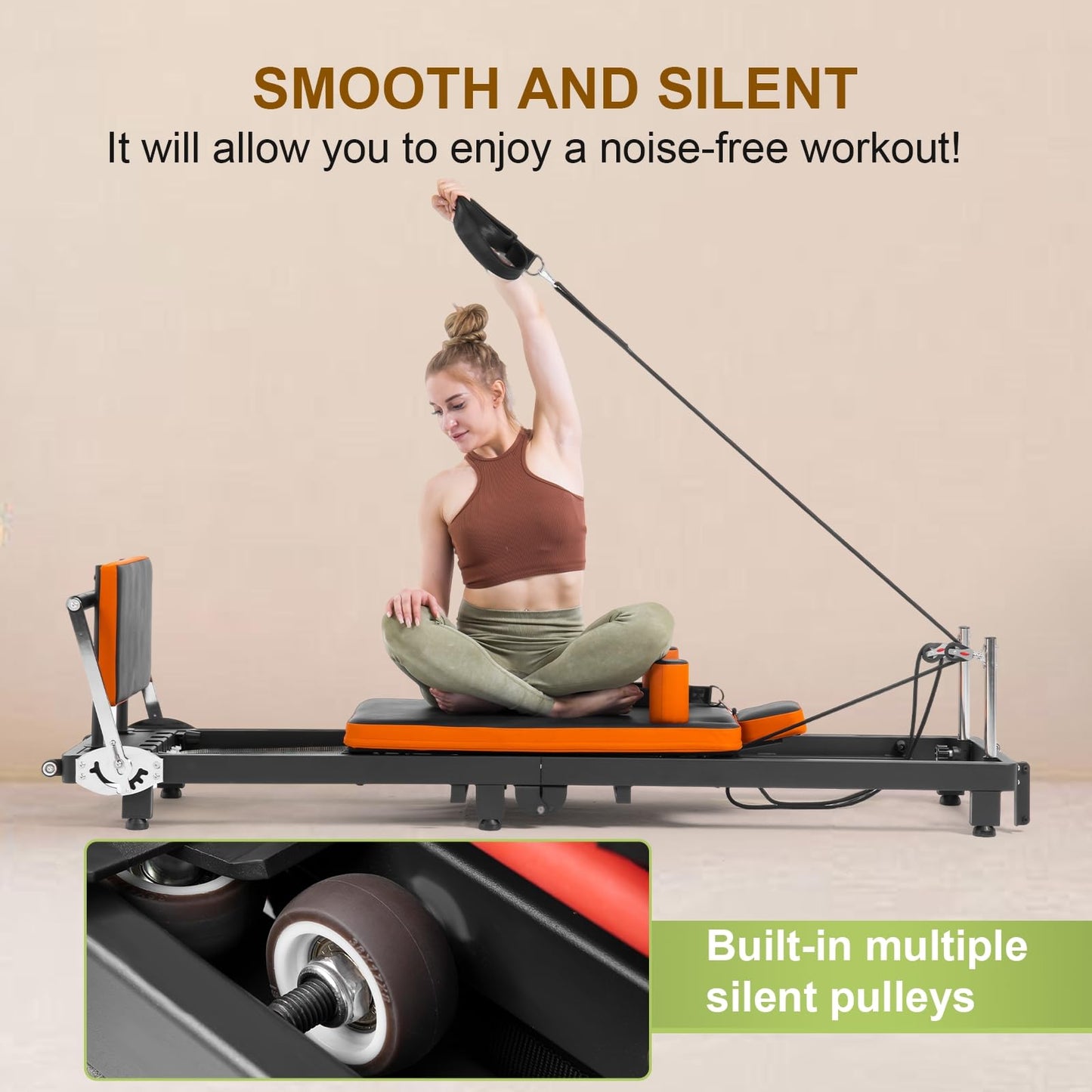 Pilates Reformer, Pilates Equipment for Home and Gym Workout, Foldable Pilates Reformer Machine (with Jump Board and Box), Suitable for Beginners and Advanced Users, up to 500 lbs