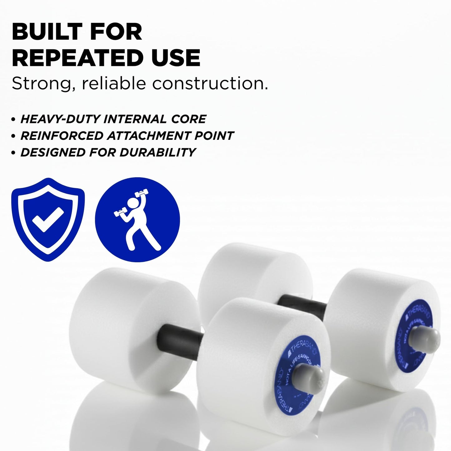 THERABAND Water Weights, Aquatic Dumbbells for Pool Fitness, Pair, Blue Heavy Resistance Level, for Pool Exercise and Water Aerobics for Adults, Foam Pool Weights for Therapy and Fitness Workouts
