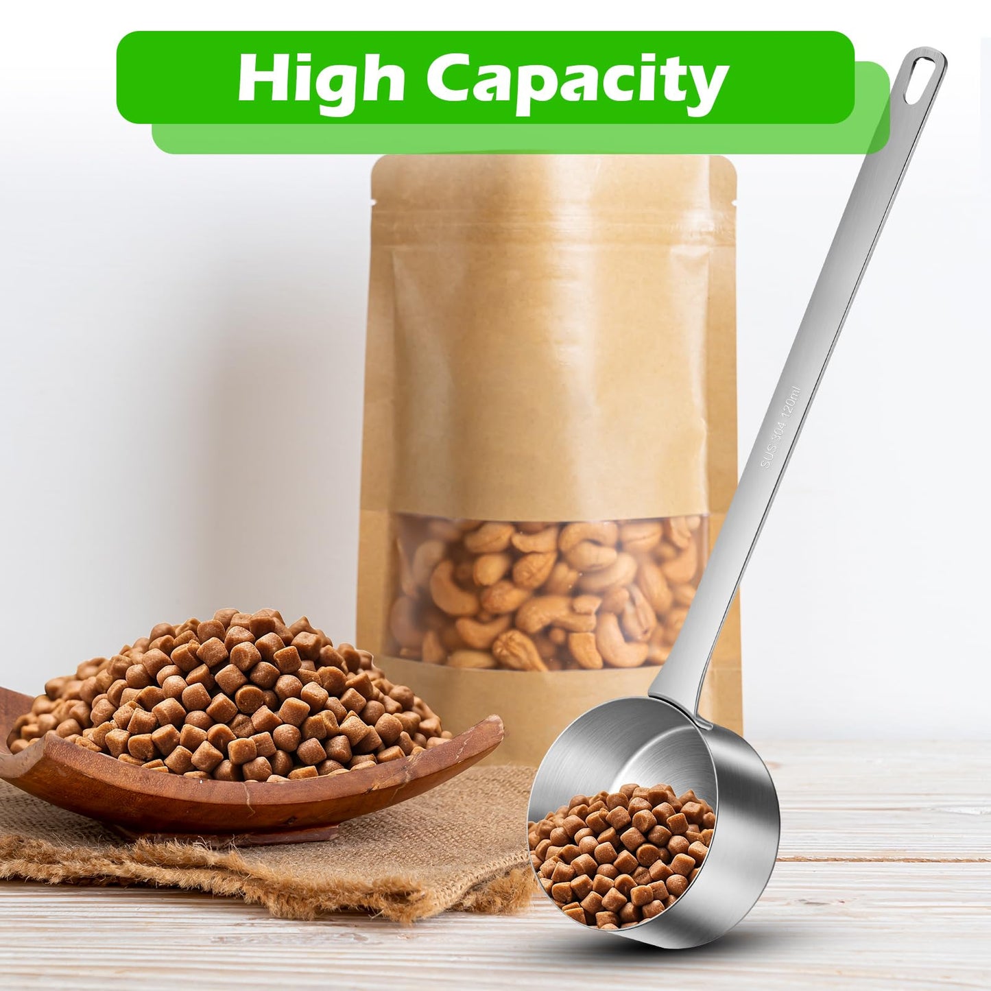 Ashmacdo 1/2 Cup Dog Food Scoop,Scoop for Dog Foods with 7.8'' Long Handle,Stainless Steel Dog Food Measuring Cups for Pet Foods,Easy to Clean (1/2 CUP)