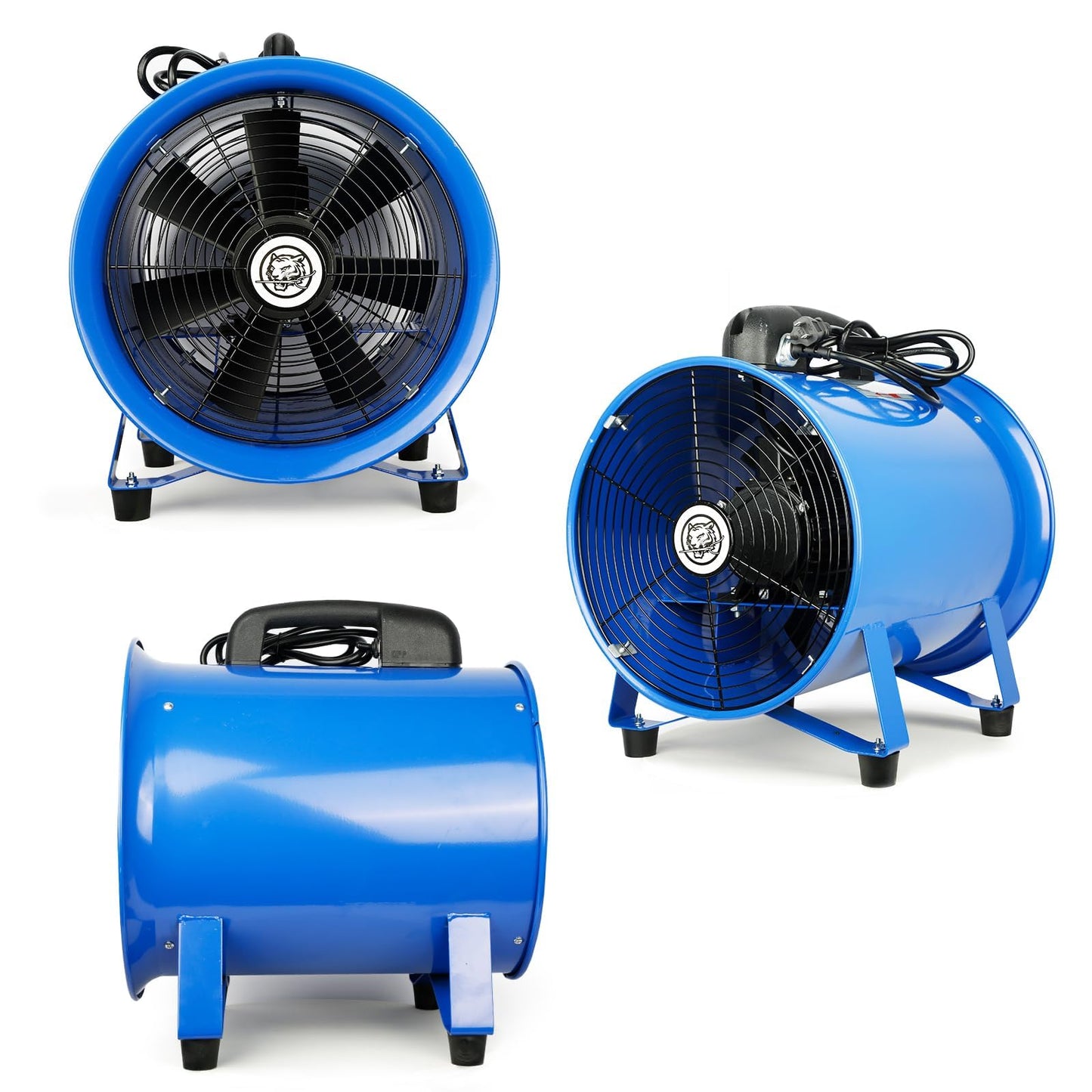 Sewinfla 12-inch 520W Utility Blower, High Velocity Low Noise Portable Exhaust Fan 3350 r/min with 16.5ft PVC Flexible Duct Hose, Heavy Duty Cylinder Ventilator for Home & Workplace Fume Ventilation