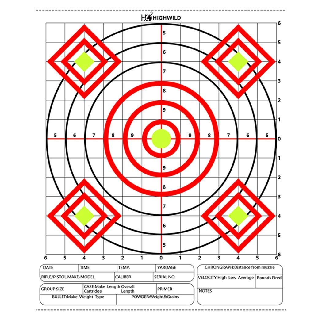 Highwild Paper Targets - Bullseye Target Sheet Paper - Practice for Firearms and Rifles Gun Shooting Outdoors - 13" X 17", 24 Pack