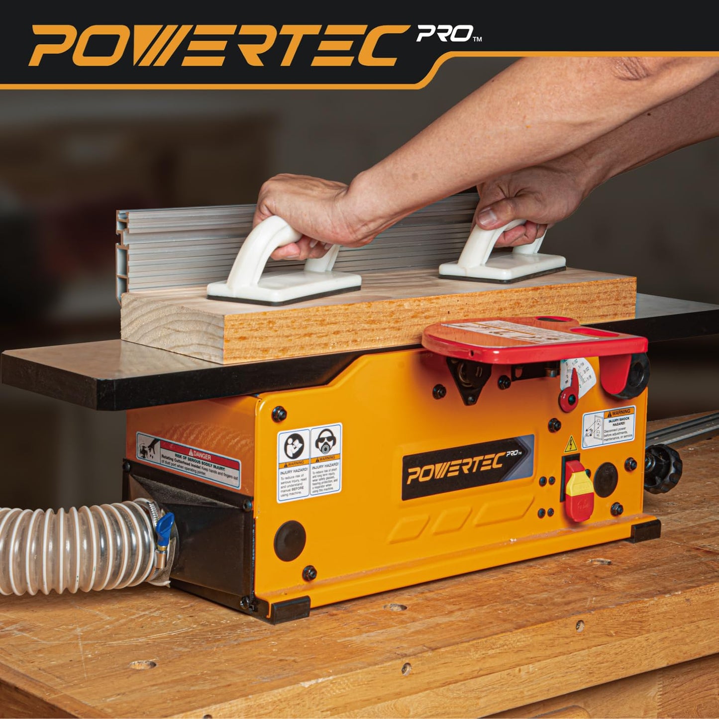 POWERTEC PRO 6-Inch Benchtop Jointer - 10-Amp, 2-Blade Wood Jointer for Woodworking with Adjustable Fence and Dust Port (BJ603)