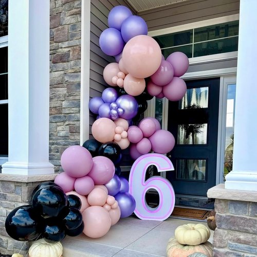 Metallic Purple Pink Balloons - 12 Inch Confetti Balloons for Girl Birthday & Baby Shower Decor