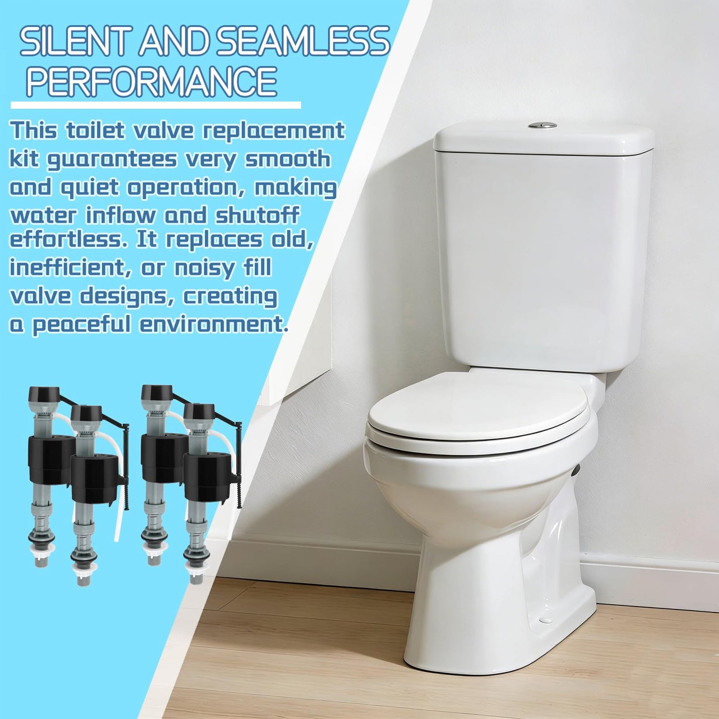 PEDOBALI 18 Pcs Toilet Fill Valve Leak Resistant Easy Install Fill Valve Repair Kit Height Adjustable Universal Toilet Tank Flusher Replacement Kit for Bowl and Tank Water Control
