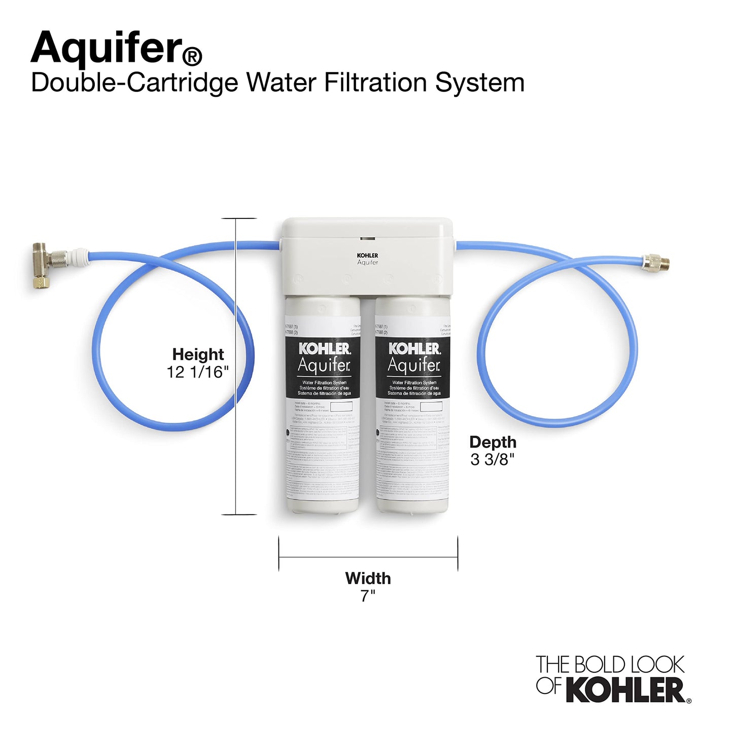 KOHLER 77686-NA Aquifer Double Cartridge Water Filtration System