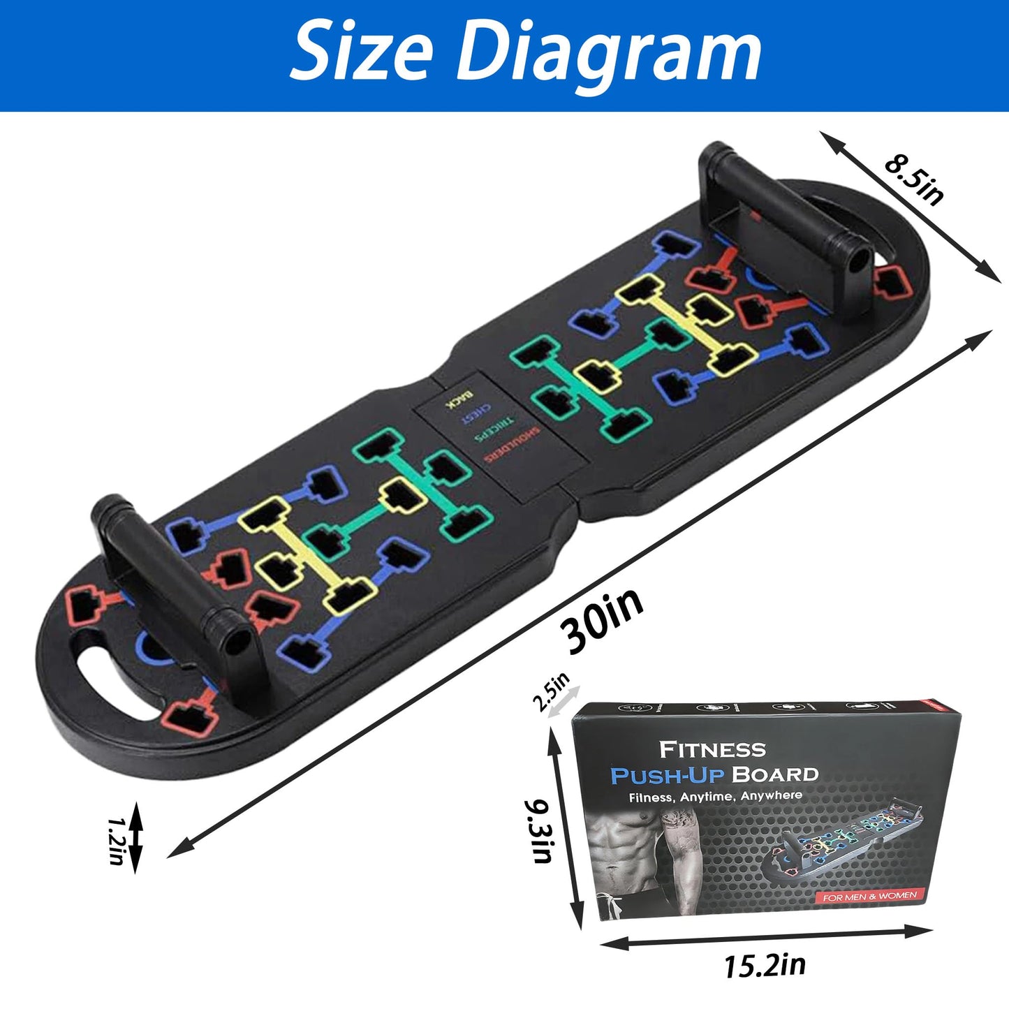 STETTY Foldable Push-Up Board, Multifunctional Push-Up Stand, Portable Home Gym Strength Trainer, Targets Chest, Back, Shoulders, Triceps & Core, Perfect Fitness Workout Gear for Men & Women