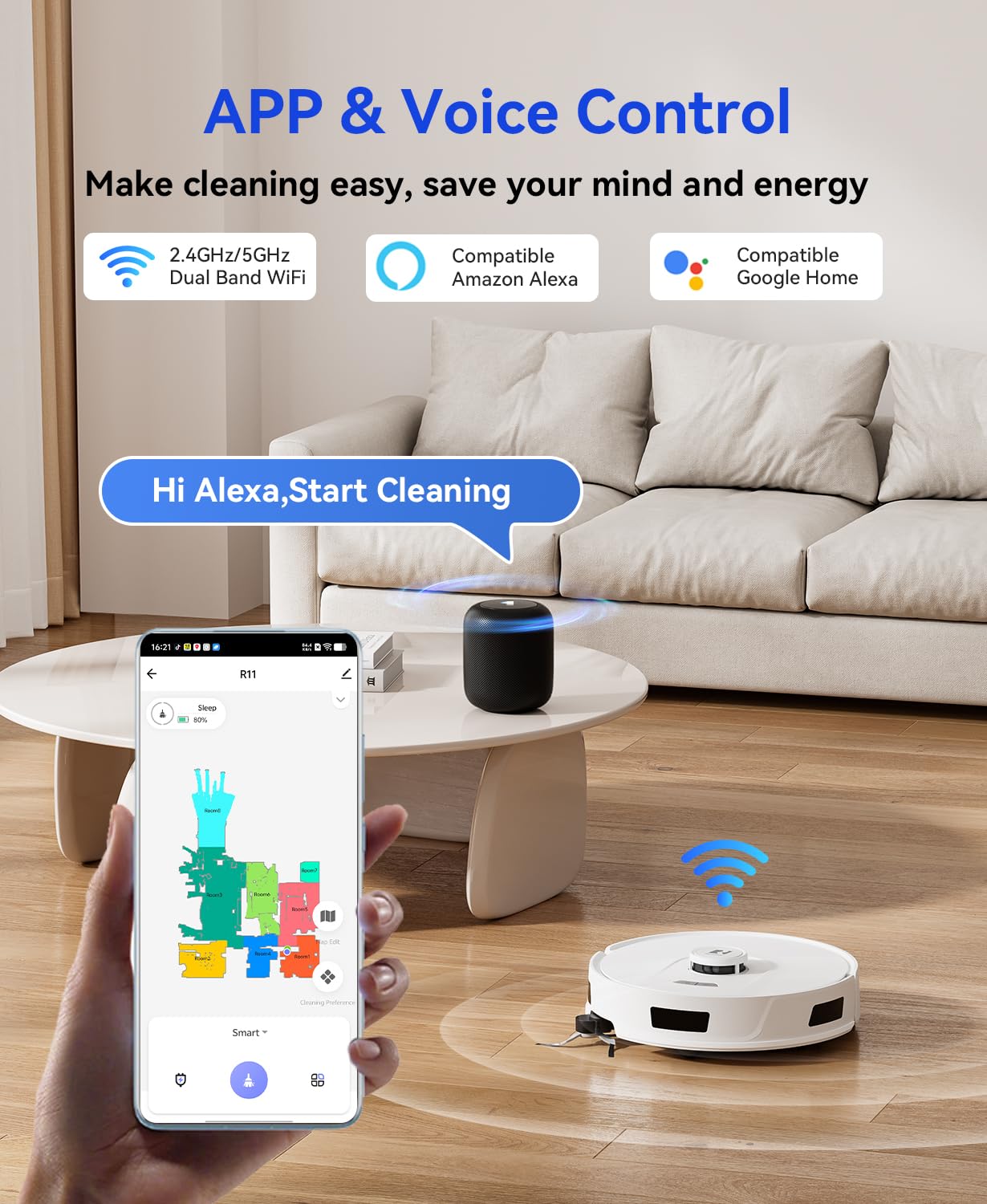 Redroad Robot Vacuum and Mop 20,000Pa Robot Vacuum Cleaner,120Day Self Emptying Vacuum Robot,Lidar Navigation,5G/2.4GWiFi APP Aspirateur Robot,Self-Charging Robot Vacuums for Pet,Floor,Carpet R11White