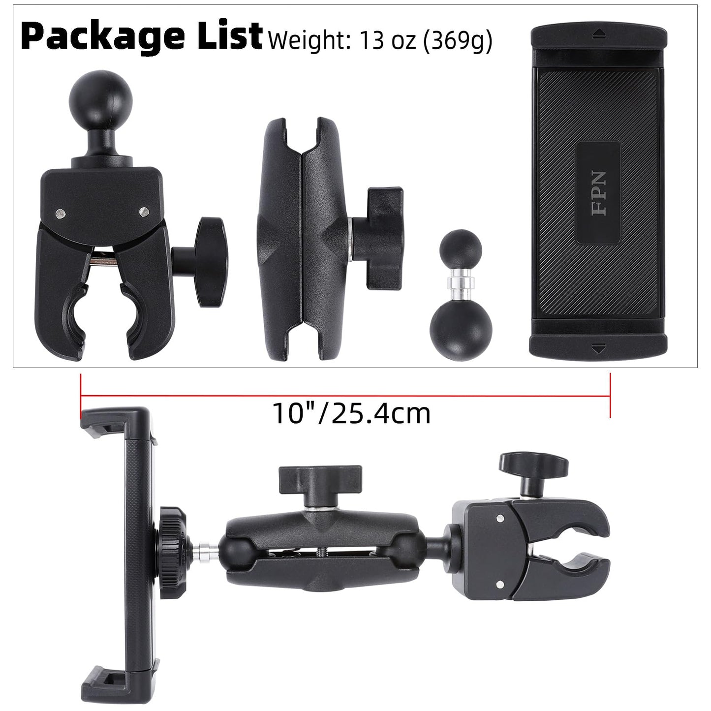 FPN Spin Bike Tablet Holder for iPad, Phone Holder Stand Exercise Bike Handlebar Mount for Treadmill Stationary Bicycle Elliptical Spin Bike Stroller Mic Stand, Compatible with iPad, iPhone (4.7-13")