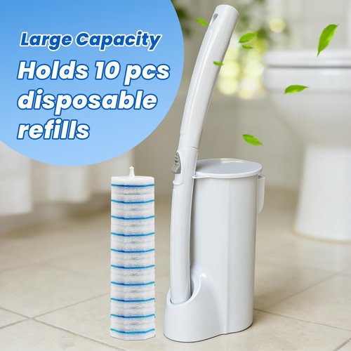 40 Disposable Toilet Brush Refills Srubber Pads, Wall Mounted Toilet Bowl Holder Set Toilet Cleaning System Starter Kit, Scrubbing Toilet Wand Pads