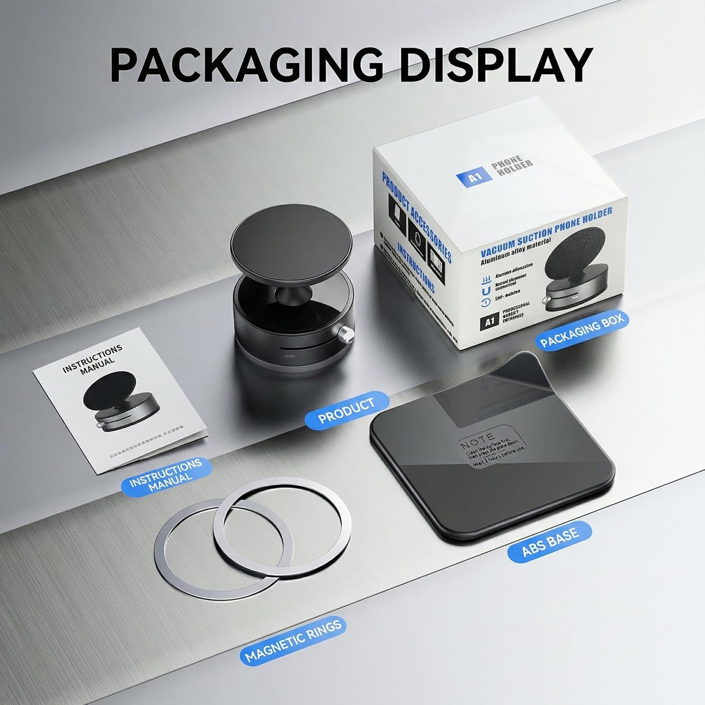 AYAHAIR 360degrees 17 N52 16 15 14 13 12 Vacuum Magnetic Car Phone Mount Rotation Phone Holder for Car Magnets Strong