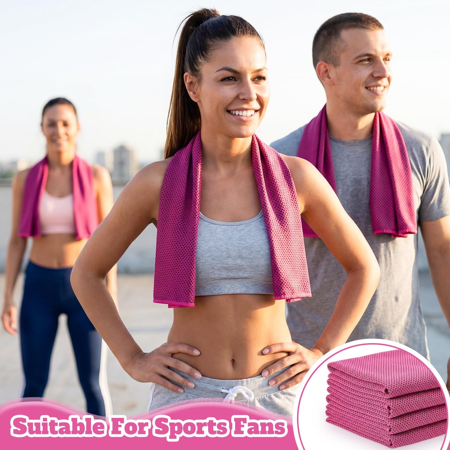 Honoson 20 Pack Cooling Towels Bulk 27 x 16 Inch Ice Breathable Soft Chilly Sweat Rag Cold Towels for Neck and Face for Hot Weather Yoga Gym Sport Running Golf Workout Fitness Camping(Rose Red)