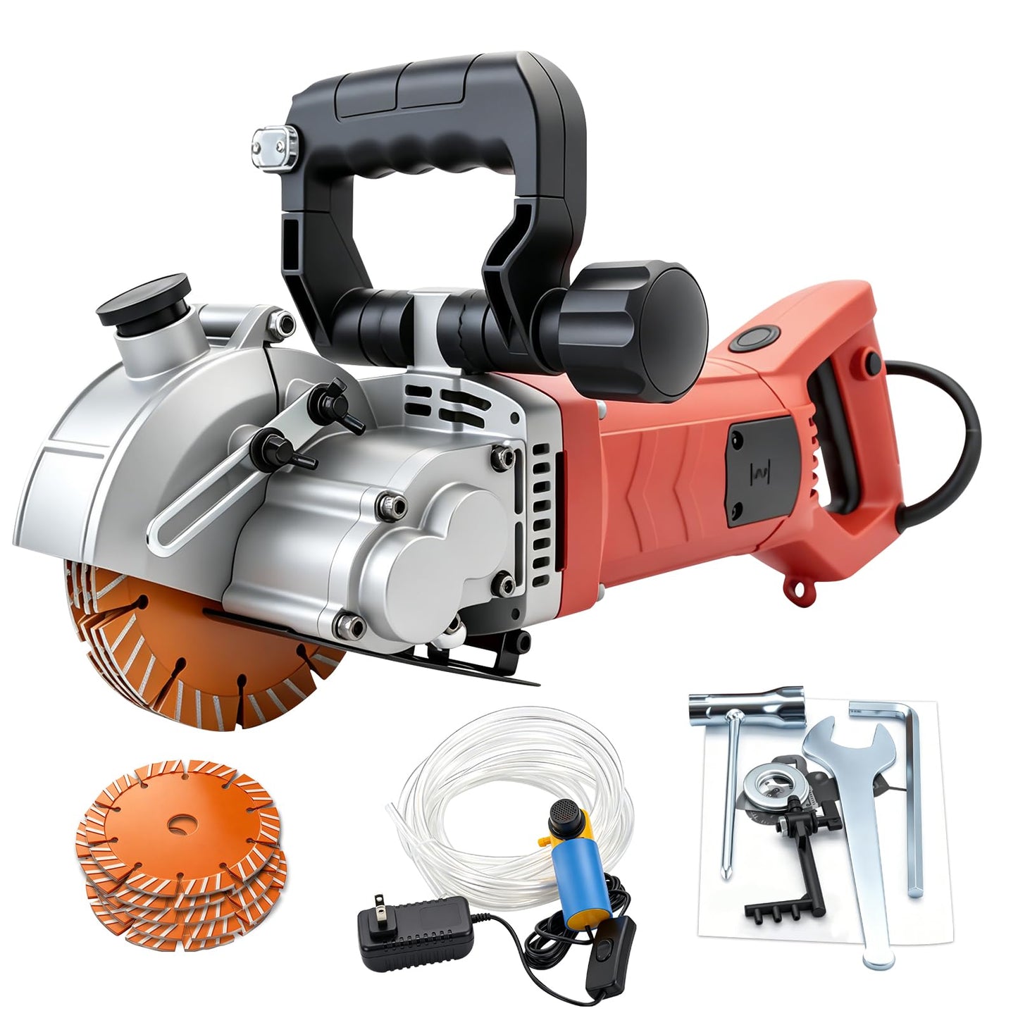 VICSEC 110V Electric Wall Chaser Groove Cutting Machine with Laser Guide Dust-Resistant Design Includes 5 5-Inch (133mm) Blades for Cutting Grooves in Brick Concrete Marble & Granite