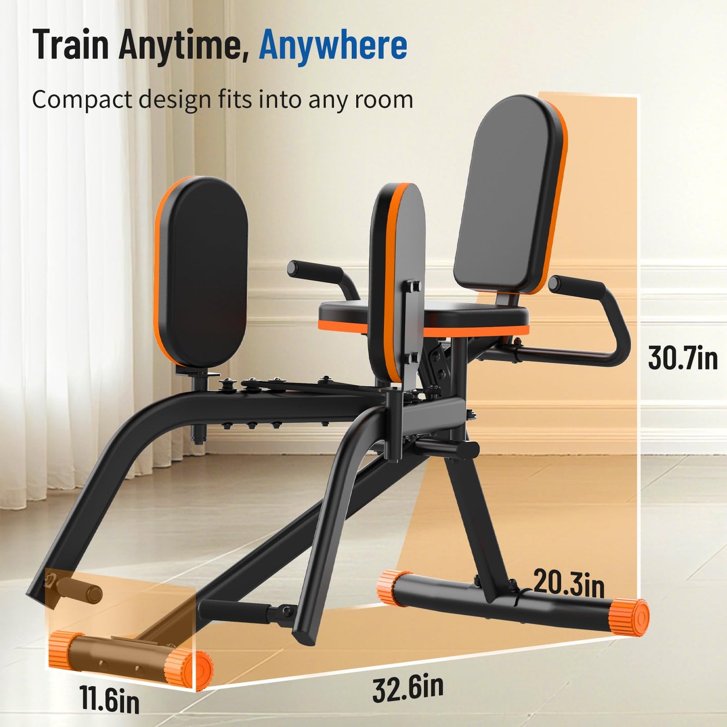 HXD-ERGO Hip Abductor Machine for Home Gym, 6-Level Glute Machine & Thigh Workout Equipment, Booty Builder with Plush Padding, Compact Leg Exercise Euipment for Women & Men