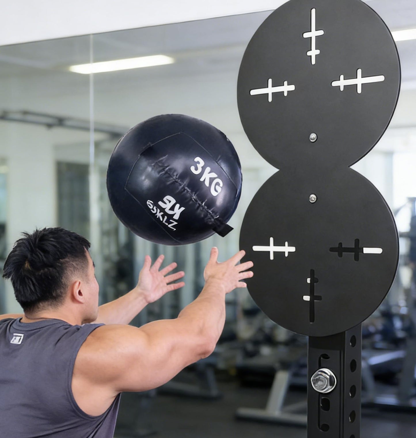 Wall Ball Target | Single & Double Heavy-Duty Plates for Wall Ball Training, Medicine Ball Target for Power Cage and Racks, Gym Fitness Enhance Strength and Explosive Power (0.7" / 18mm Aperture)