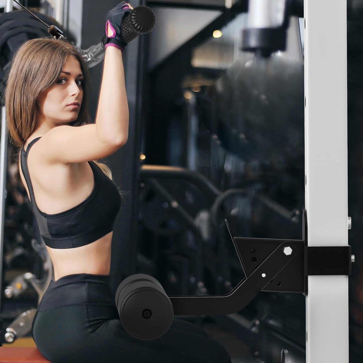 SELEWARE Nordic Hamstring Curl Squat Rack Attachment for 3x3 Power Rack with 5/8" or 1" Hole - Adjustable Leg Hold Down Attachment with Leather Surface for Home Gym Workouts