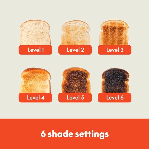 Bella 4 Slice Slim Toaster - 6 Setting Shade Control, Reheat & Cancel Buttons | 10” Long Slot, Blossom Color
