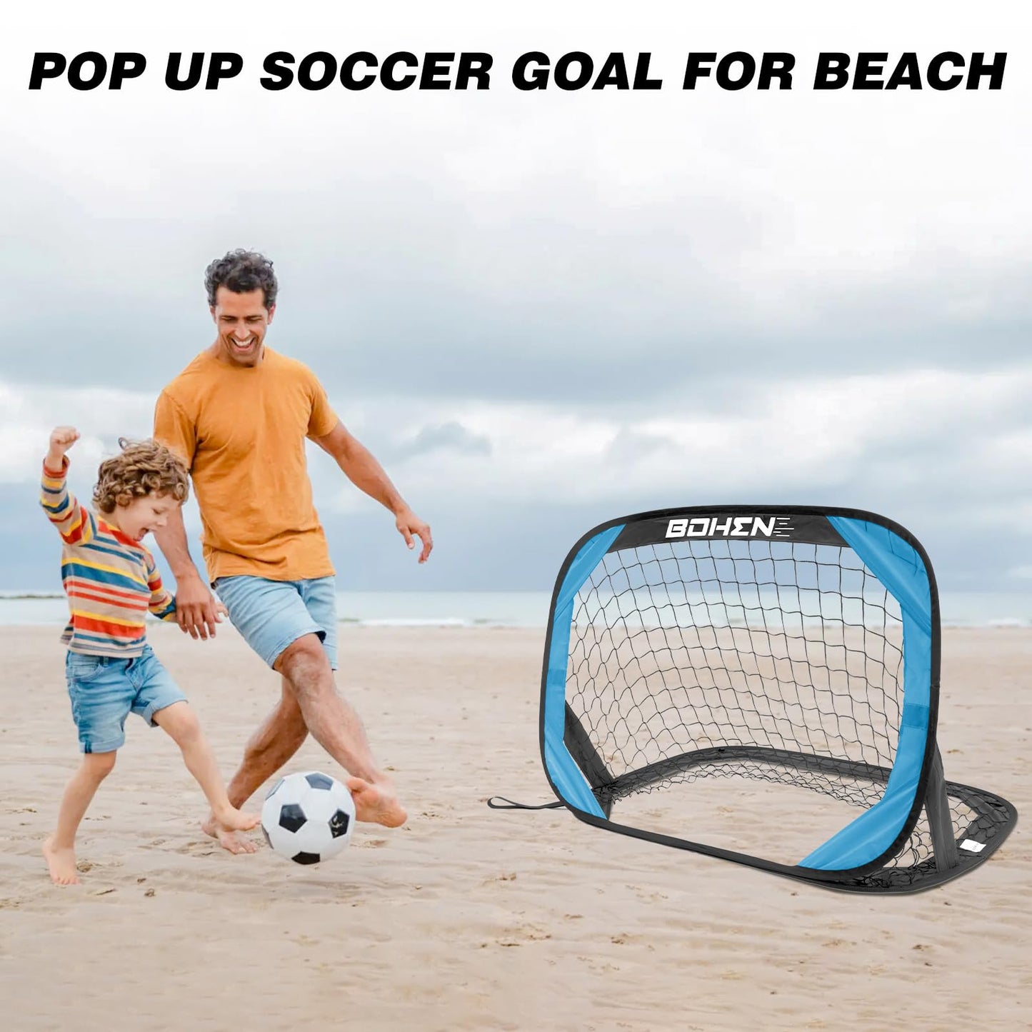 BOHEN Pop Up Soccer Goals for Kids-Foldable Portable Soccer Net for Outdoor Indoor Backyard Beach