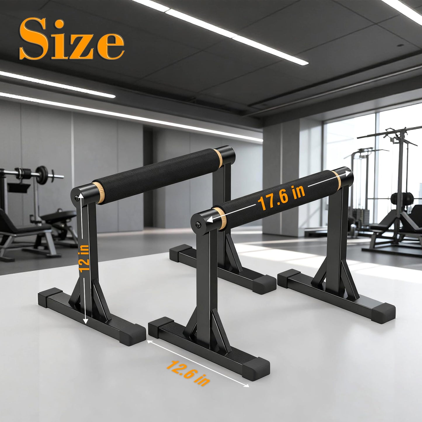 12" Wooden Parallel Bar and Dip Bar with Non-Slip Handles, Rock-Free Fitness Equipment for Handstands, L-Sits, Gymnastics and Strength Training for Home Gym, 600lbs Capacity