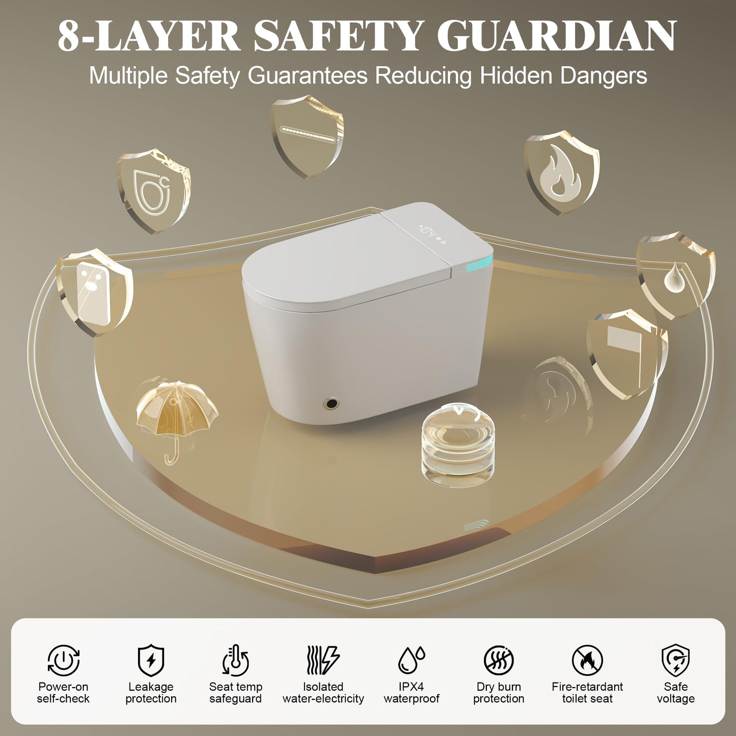 Smart Toilet with Bidet Built In, Elongated Heated Seat, Auto Flush, Manual Soft-Close Seat&Lid, Warm Water Wash&Air Dry, Electric One Piece Toilet for Bathroom with Siphon Dual Flush 0.8/1.2 GPF