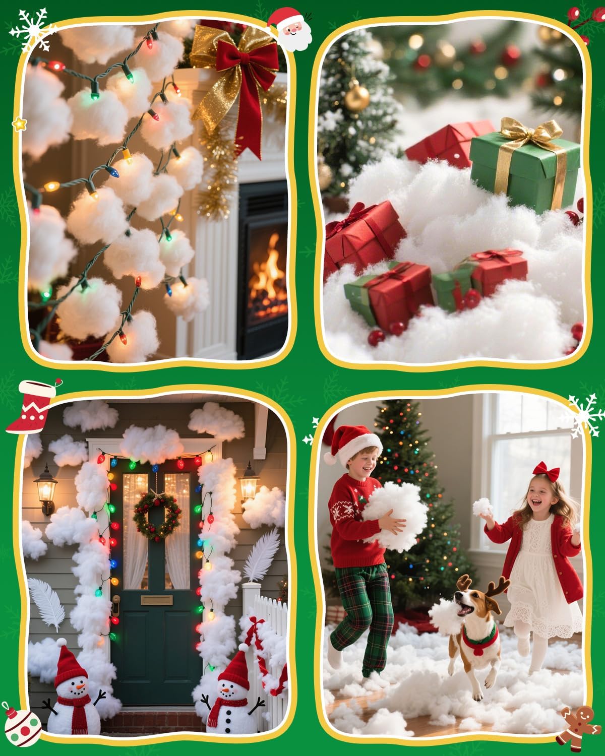 Skiennix Fluffy Fake Snow | 35.27oz Cotton Artificial Snow for Christmas Decor & Village
