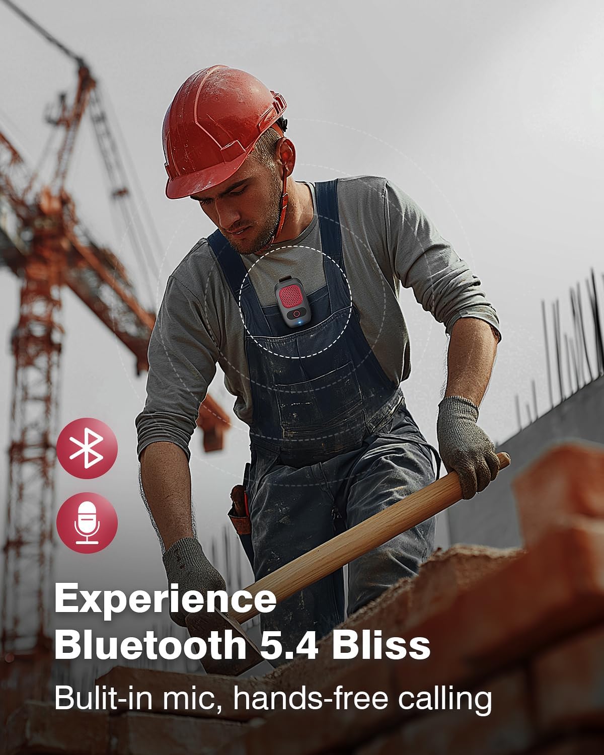 Qozybuds 5.4 30 IPX6 Wearable Bluetooth Speaker with Up to Hours Battery Life, Clip-On Speaker, Wateproof, Built