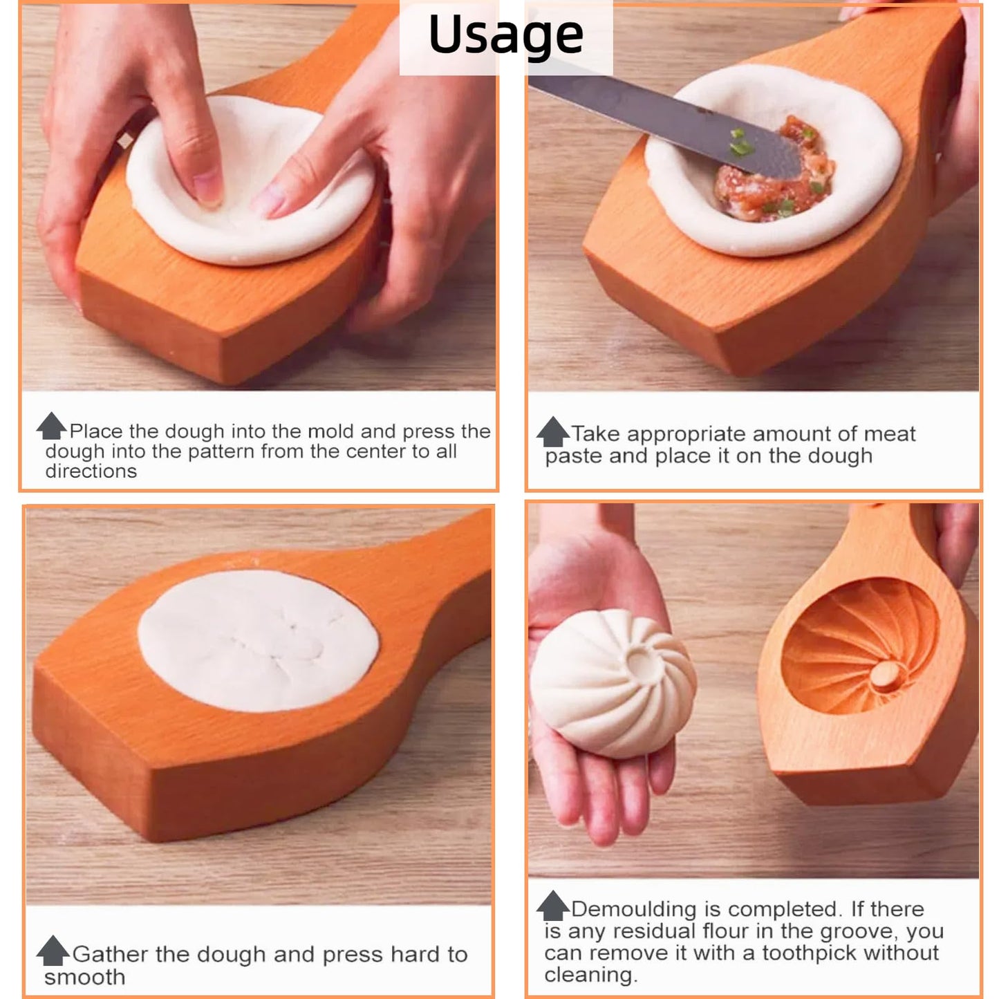 Bnrkmeb Wooden Bao Bun Maker,Baozi Maker Machine,Wooden Steam Bun Mold,This Kitchen Appliances And Gadgets Is the Best Gift for Asian Food Enthusiasts And Dumpling Maker (Steamed Bun A)