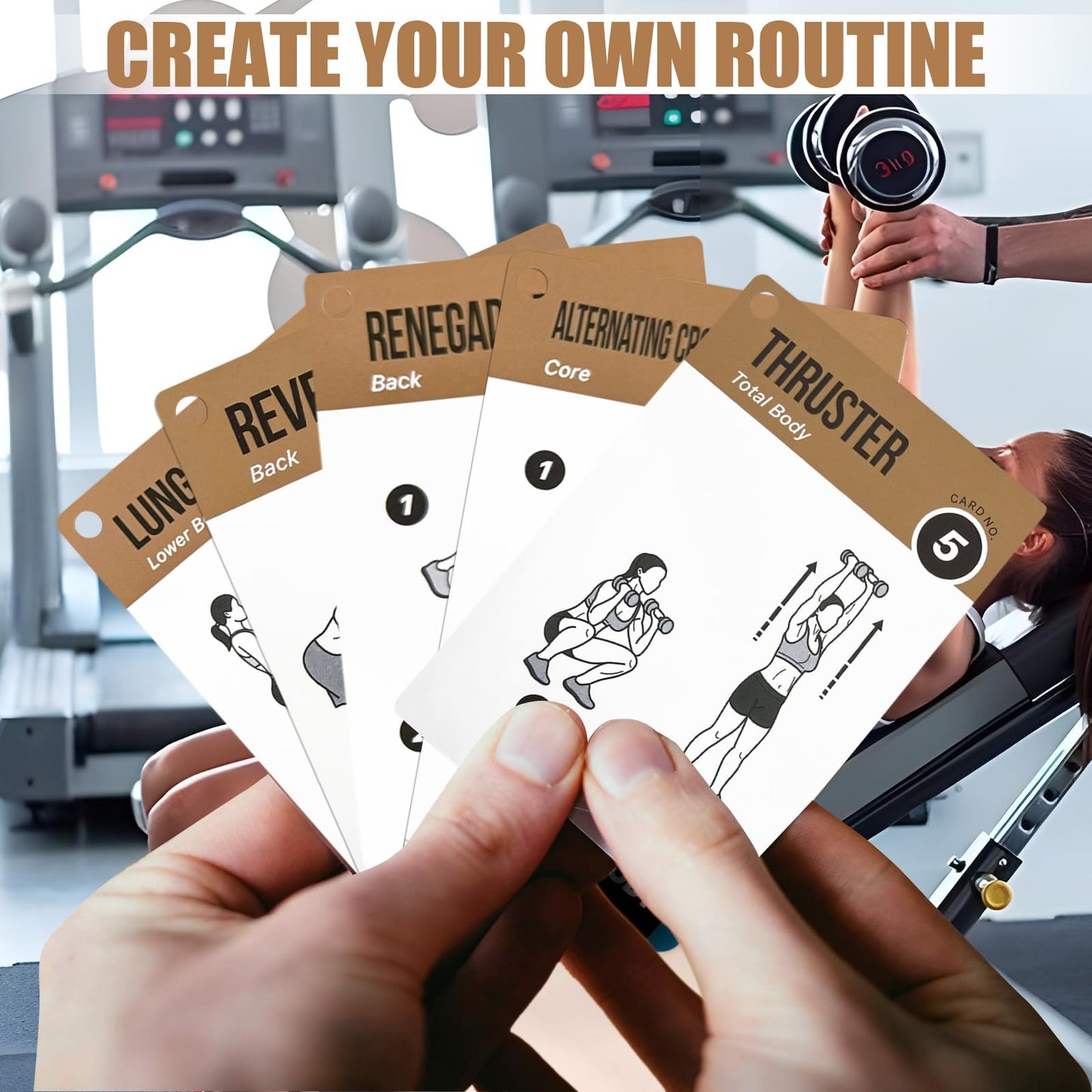 Dumbbell Cards for Women & Men-50 Dumbbell Workout Cards,Includes 2 Rings& Dry-Erase for Easy Organization-Home, Gym or Studio (Dumbbell)