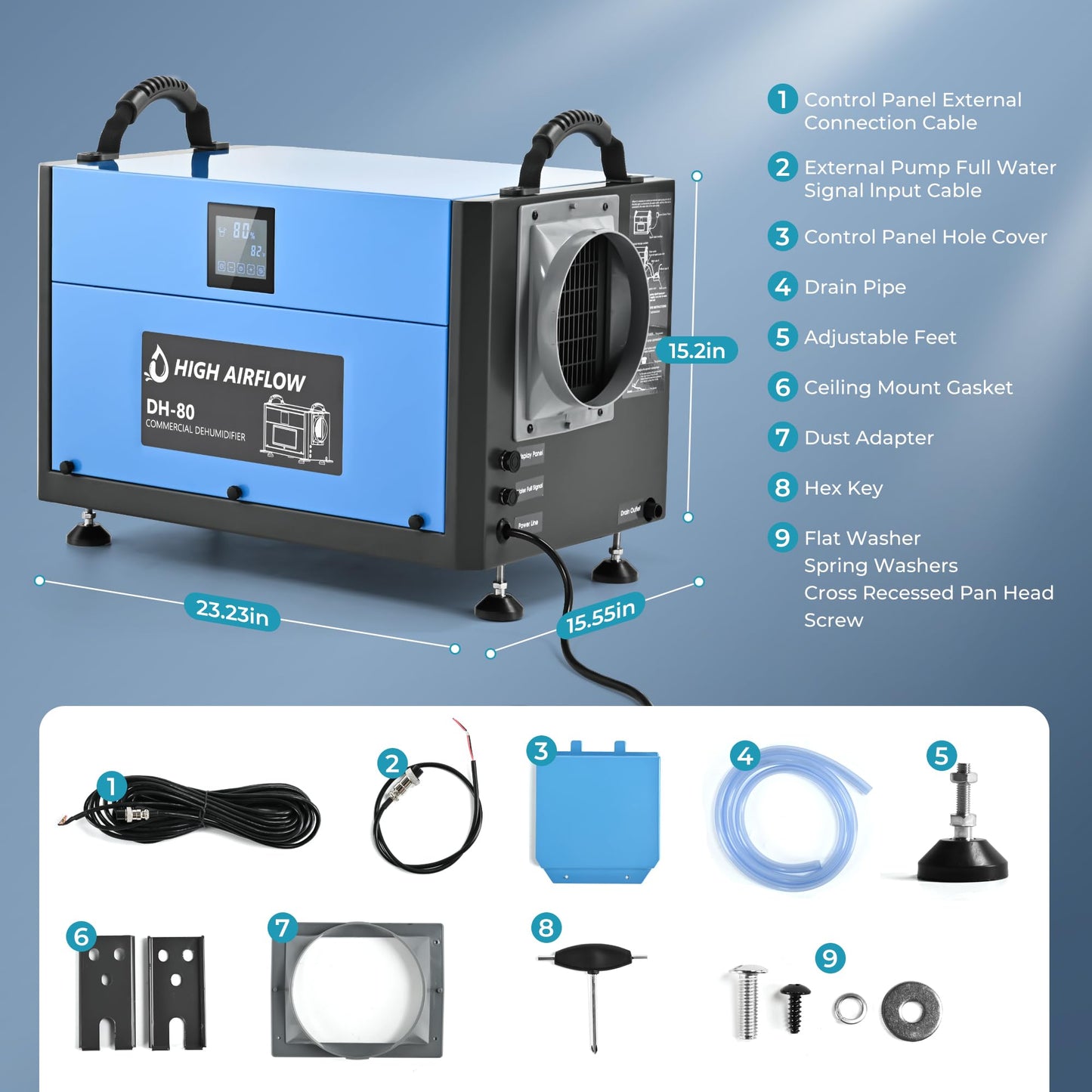 EUHOMY 160 Pint Crawl Space Dehumidifier with Drain Hose, Dehumidifier for Home and Basement, Dehumidify Up to 7000 Sq.Ft Commercial Dehumidifiers, Timer on/off, Automatic Dehumidification