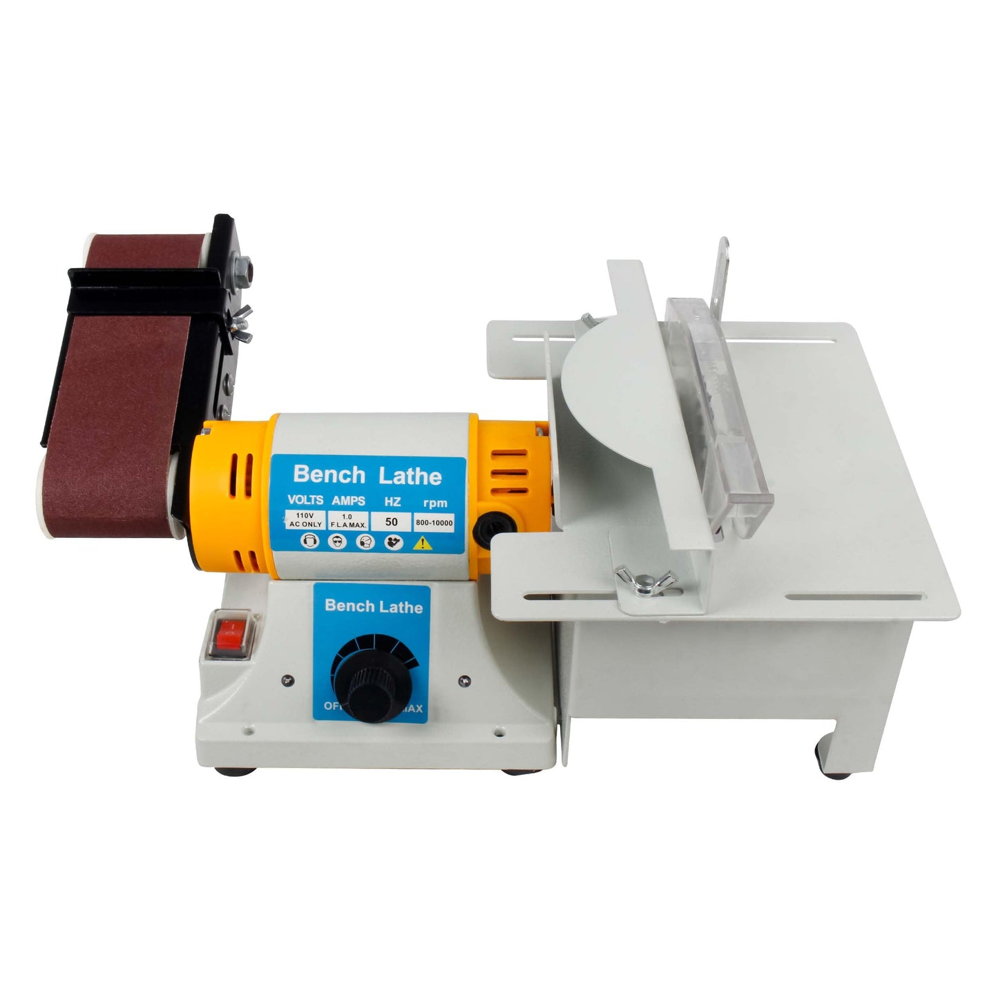 RATTMMOTOR MC-0850 Desktop Multi-Function Bench Grinder Table Saw 850W Polisher Machine 800-11000RPM 2 x14 Inch Belt Sander (B Type 110V)